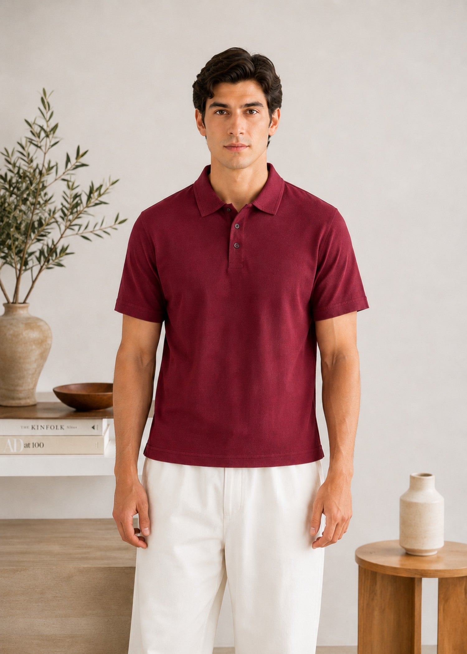 cotton pique Polo Shirt in Maroon