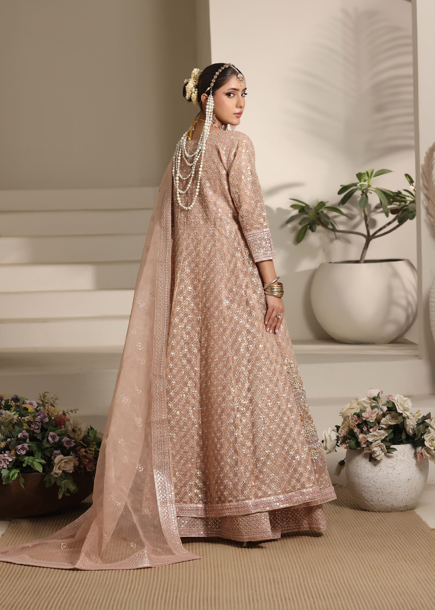 organza Maxi in Peach pink