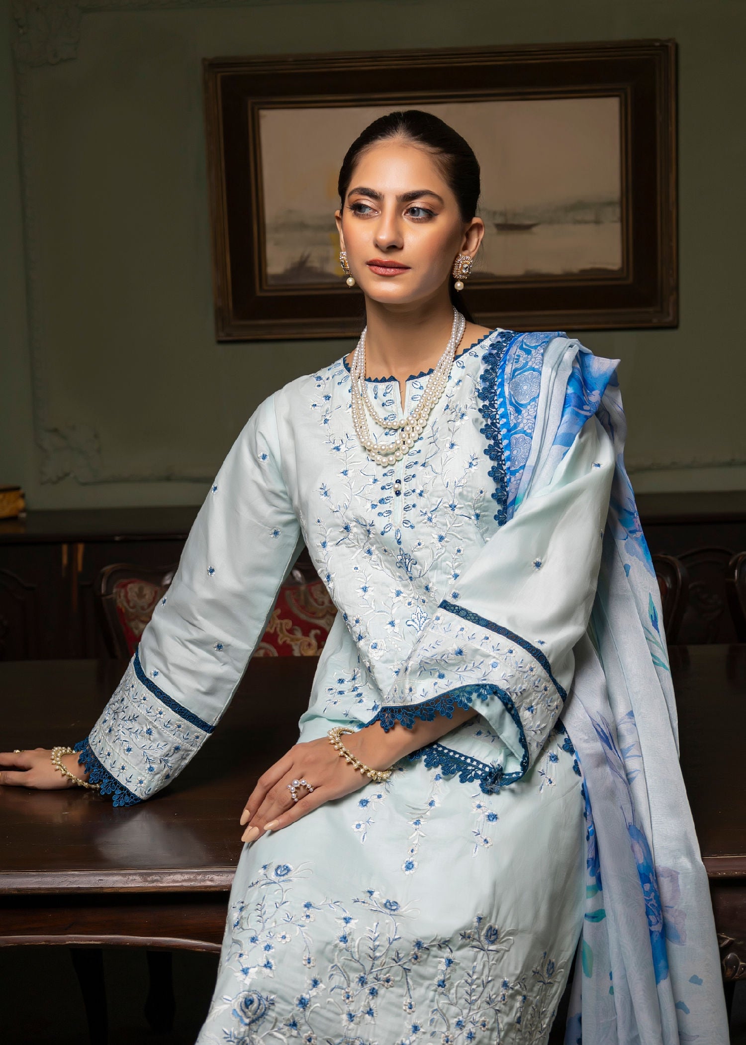 cotton Unstitched in Powder blue