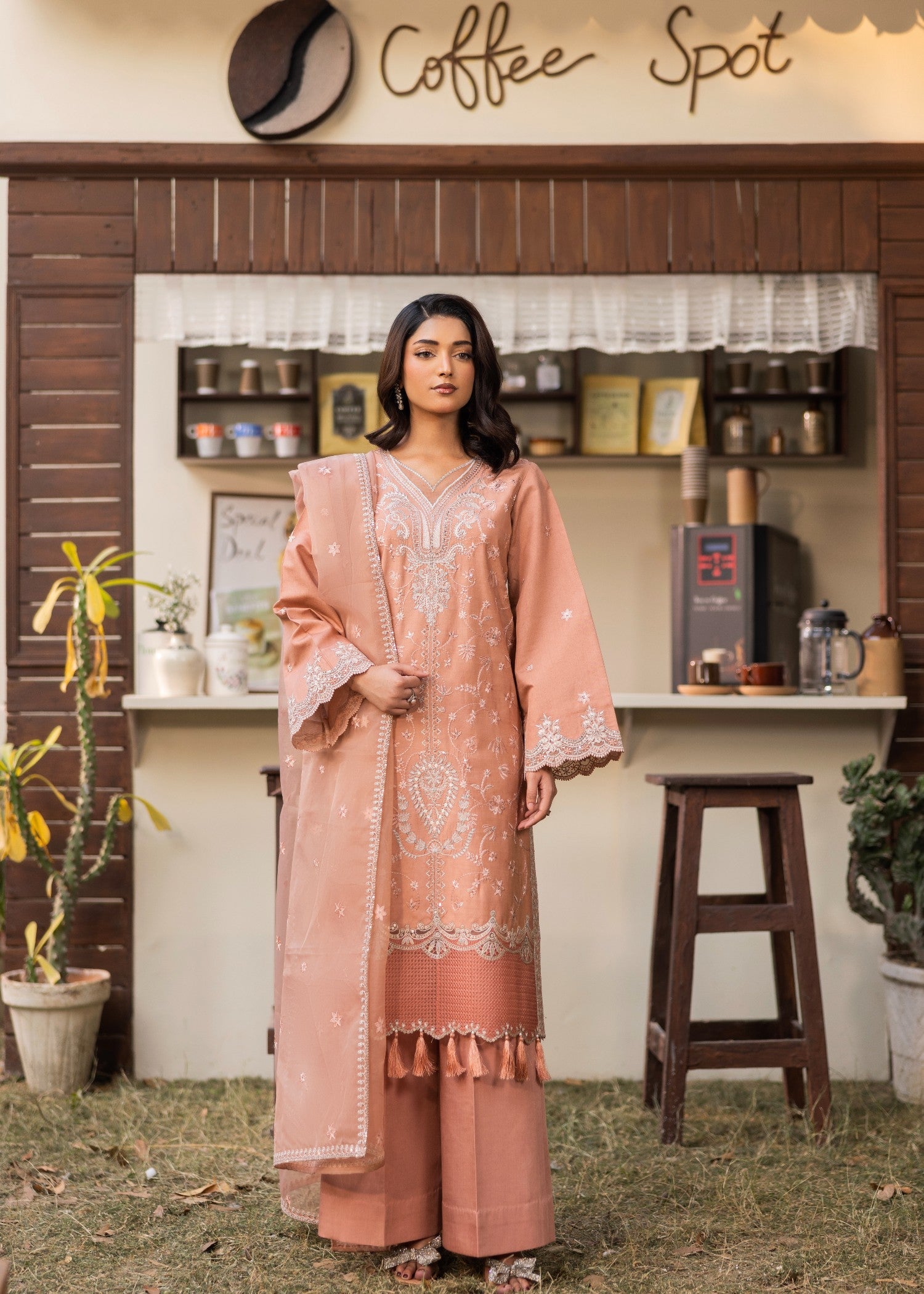 viscose Kurta Set in Marmalade orange