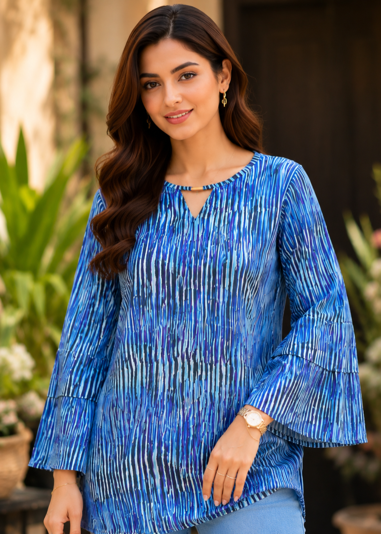 lawn cotton Tunic in Multi