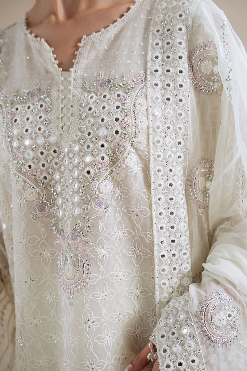 organza Unstitched in Cream