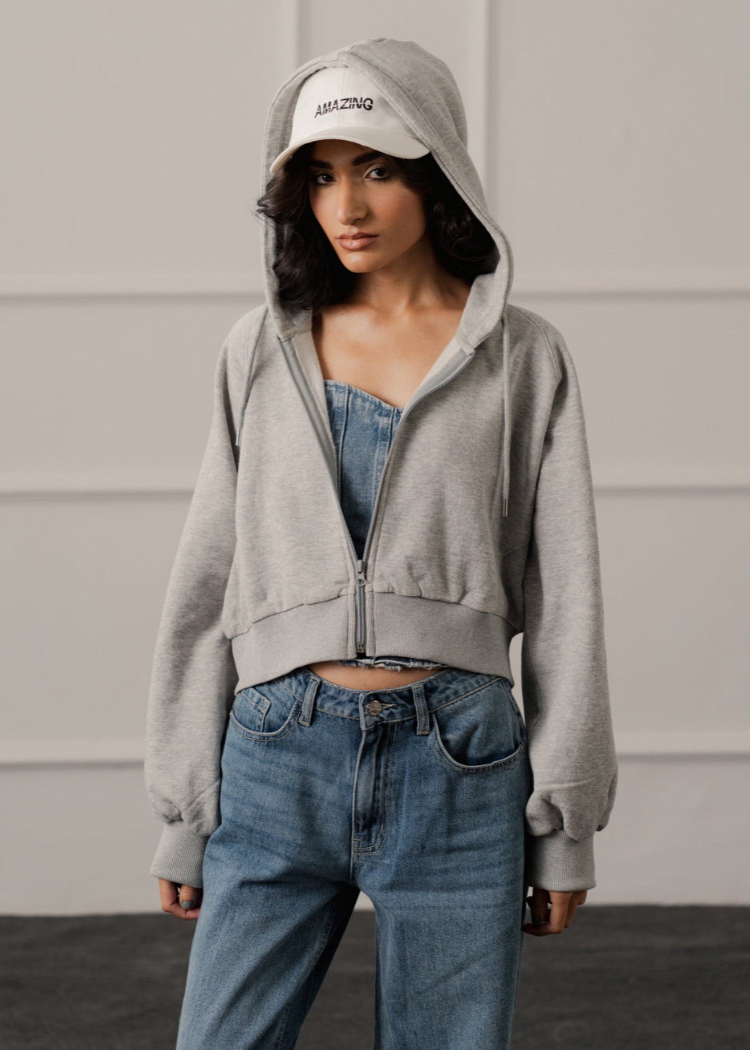 polycotton Hoodie in Grey
