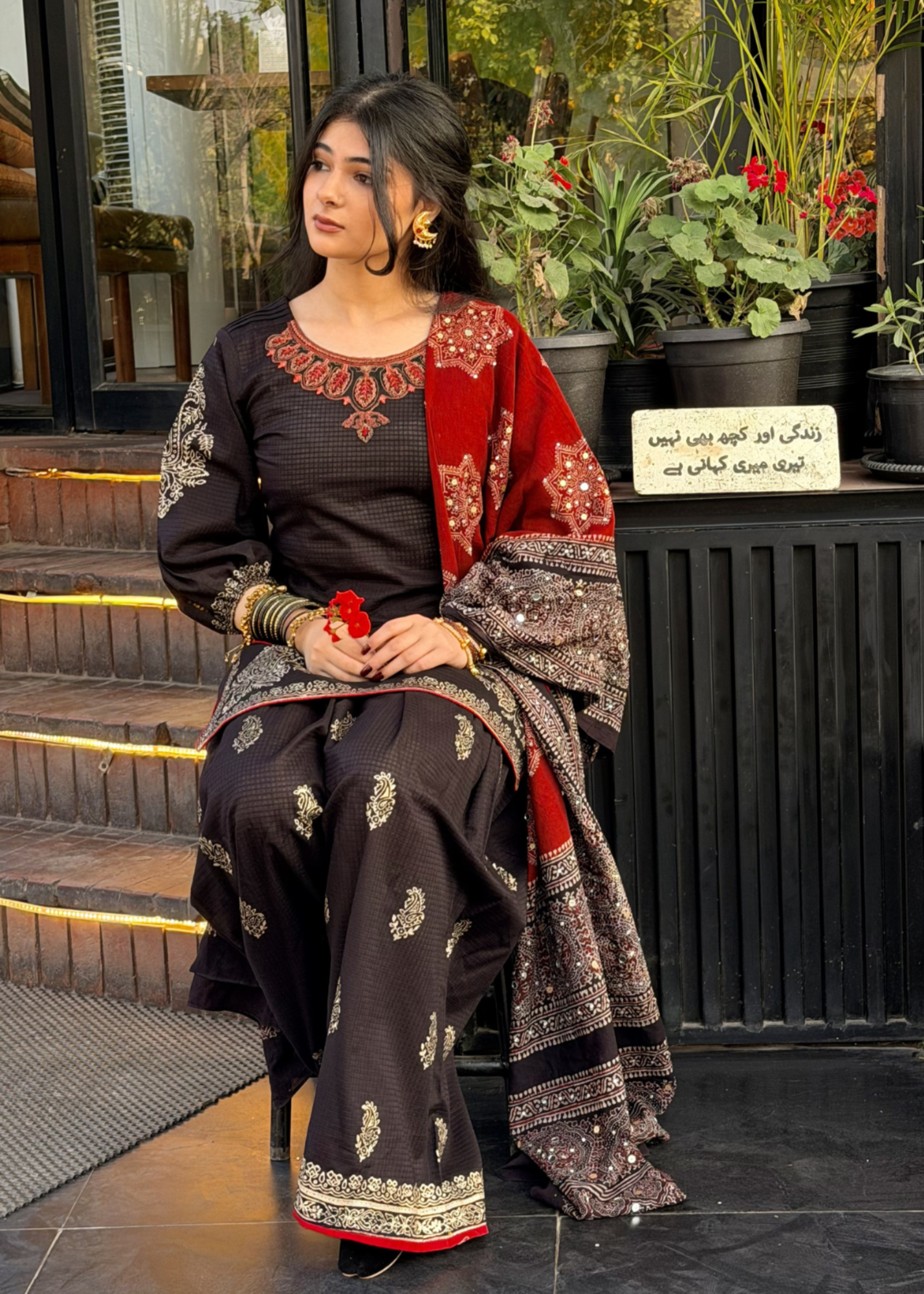 textured lawn Co Ord Sets in Jet black