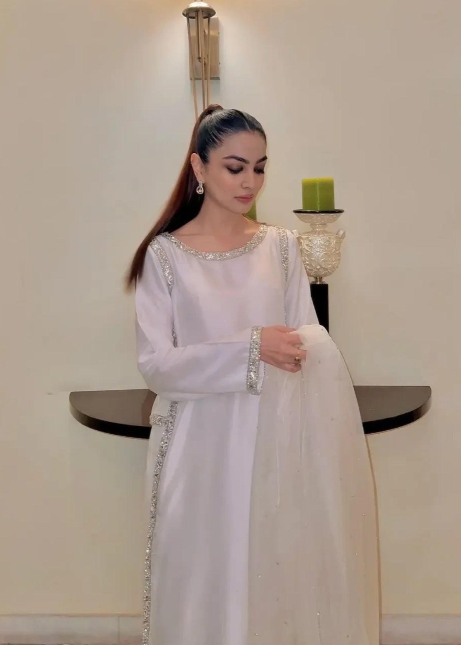 silk Kurta Set in White