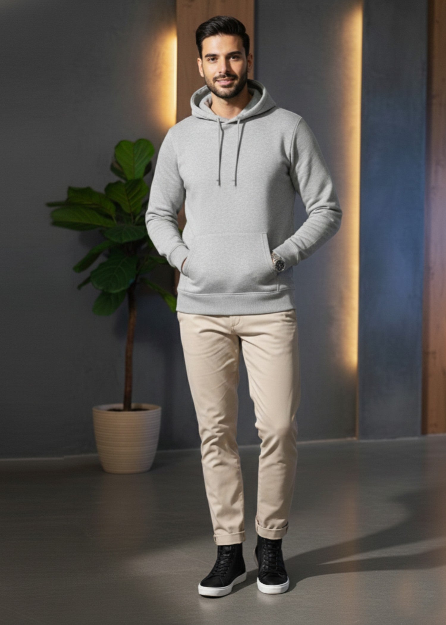 fleece Hoodie in Light grey by Coal Bones