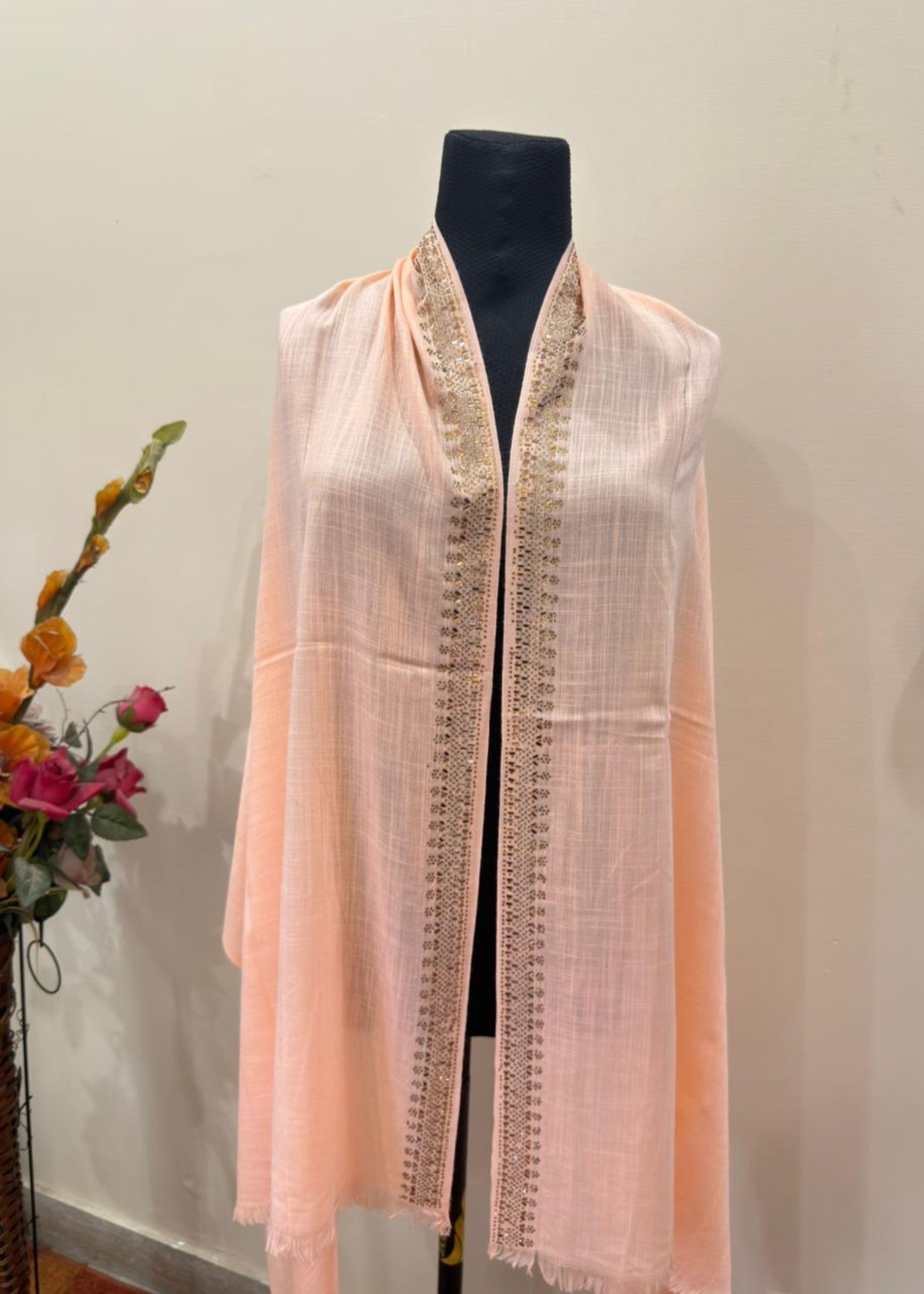 slub lawn Hijab in Apricot orange
