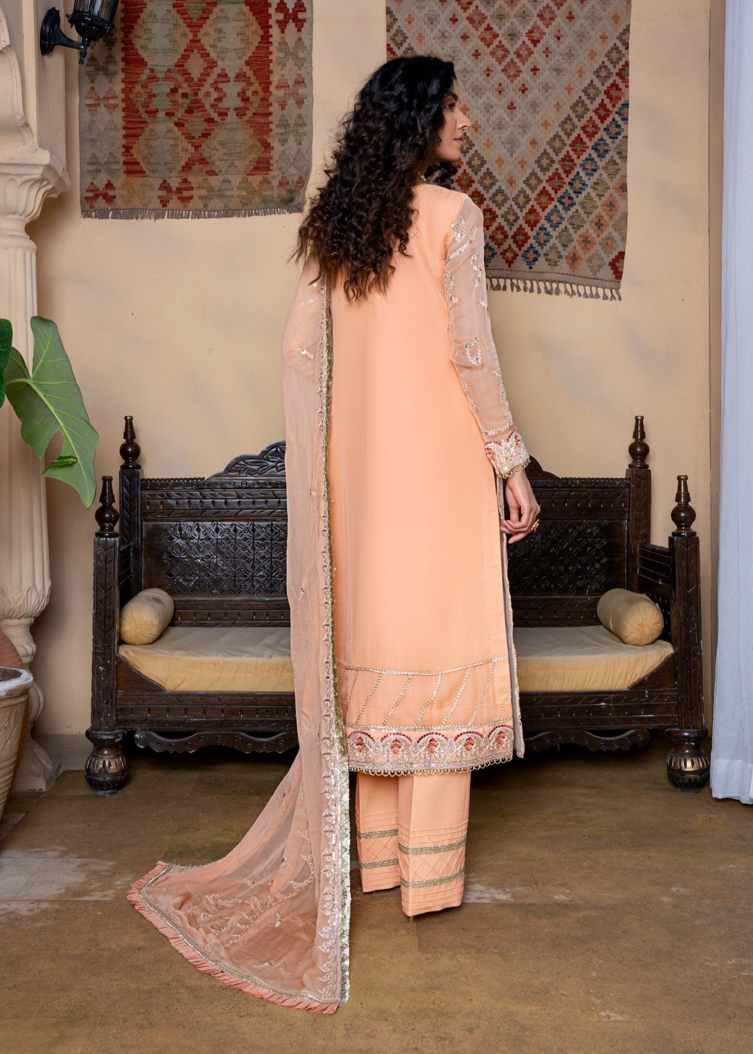 chiffon Kurta Set in Pastel pink