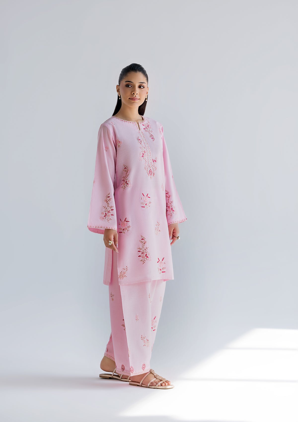 cotton Kurta Set in Pink