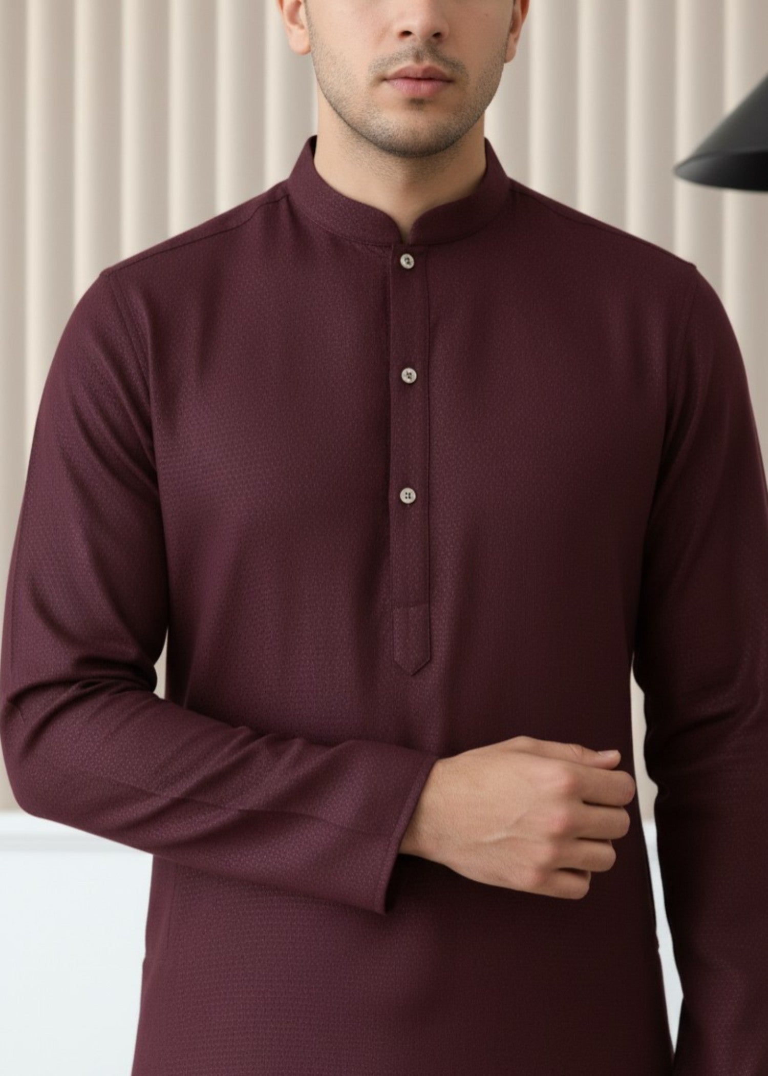 cotton dobby Kurta in Plum