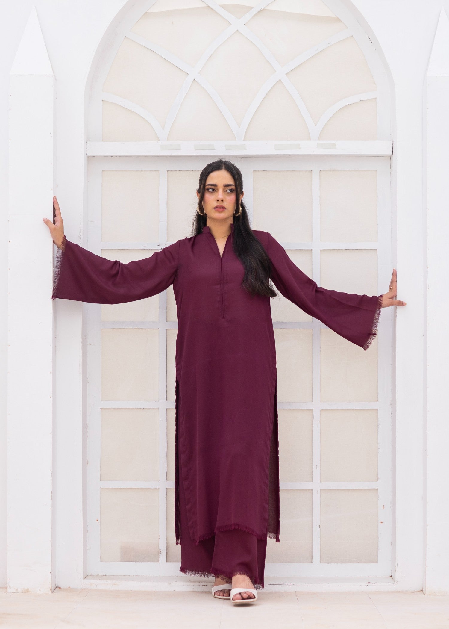 georgette Co Ord Sets in Burgundy
