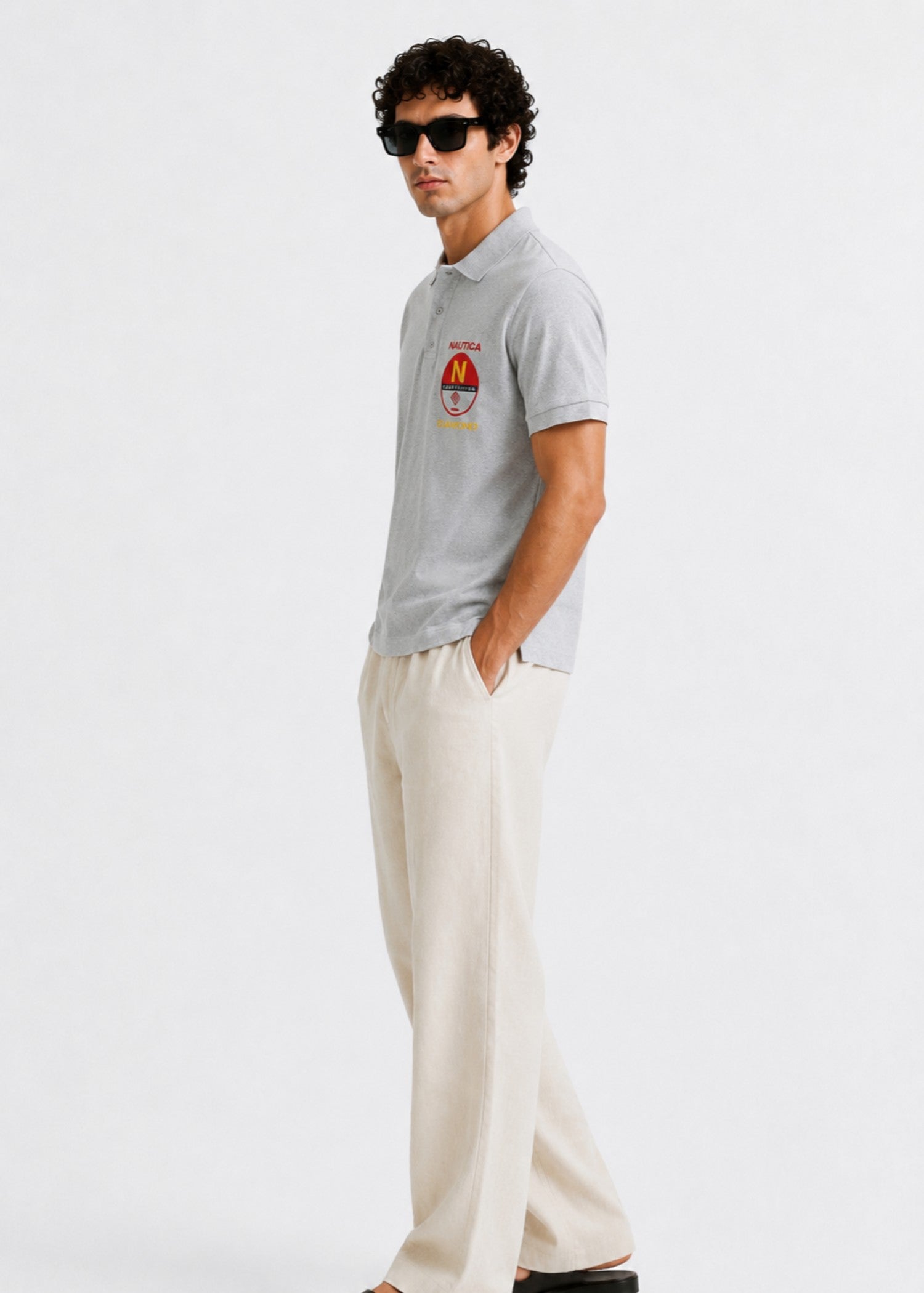 cotton Polo Shirt in Light grey