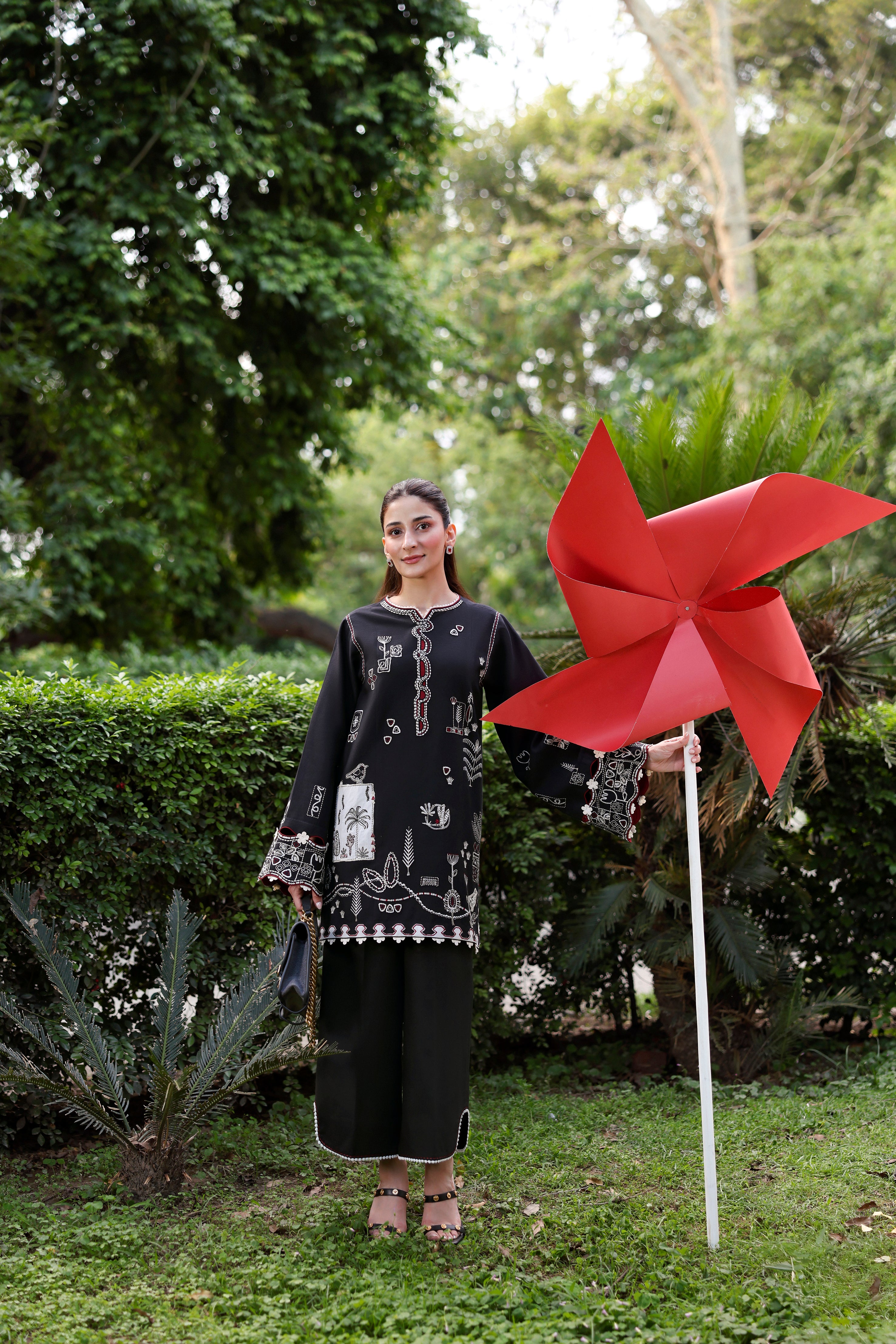 cotton dobby Kurta Set in Jet black