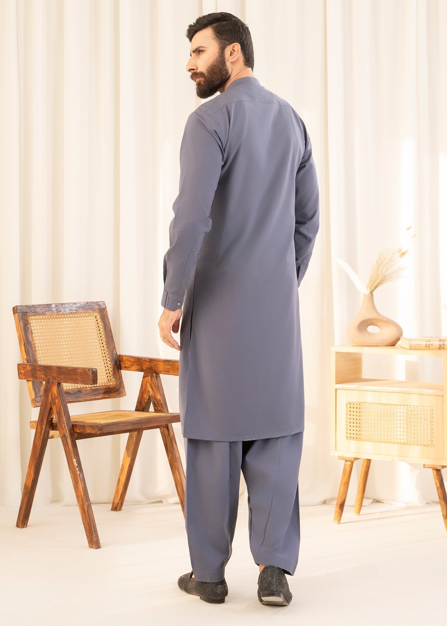 wash & wear Shalwar Kameez in Slate blue by Buraq