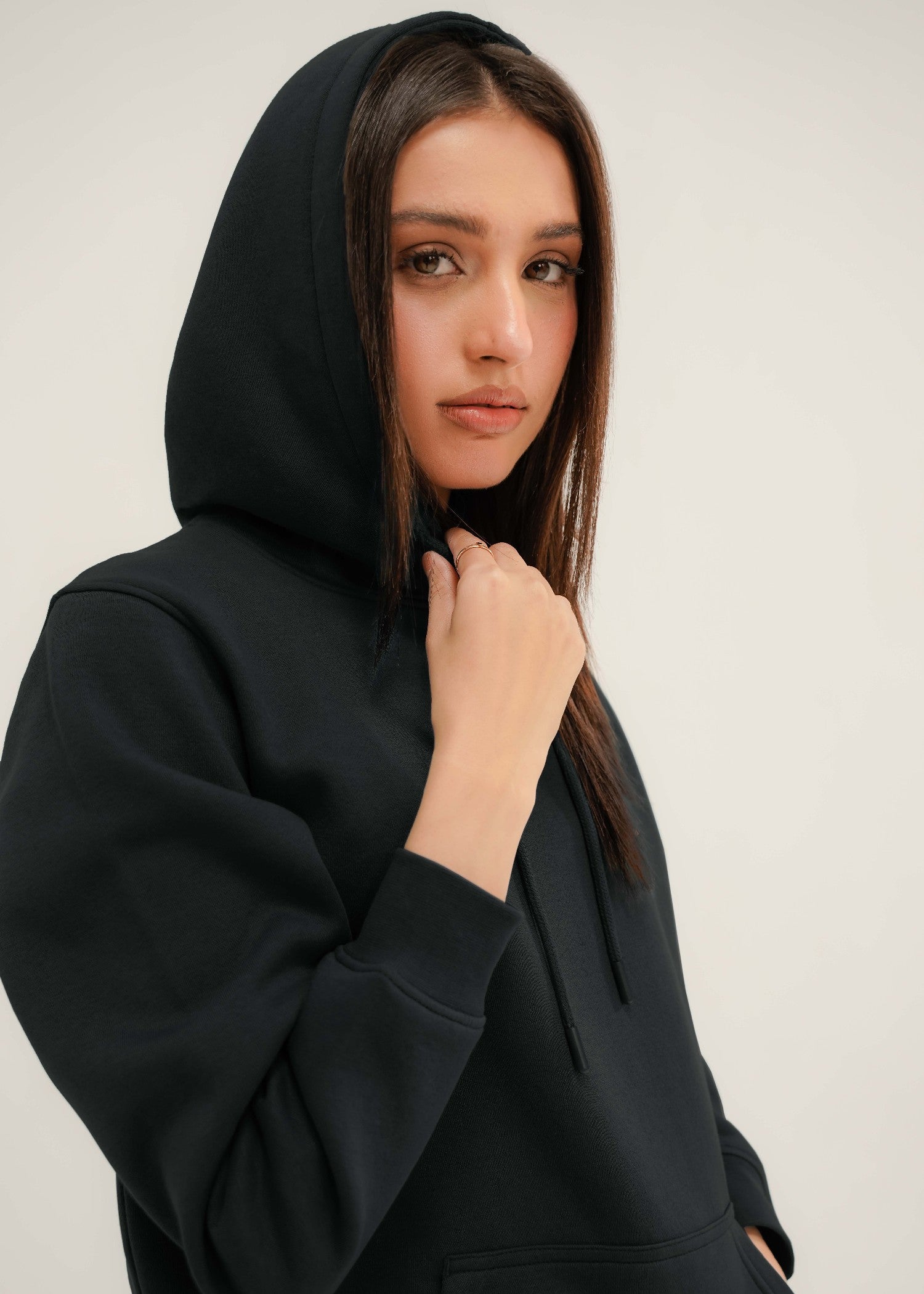 fleece Hoodie in Black