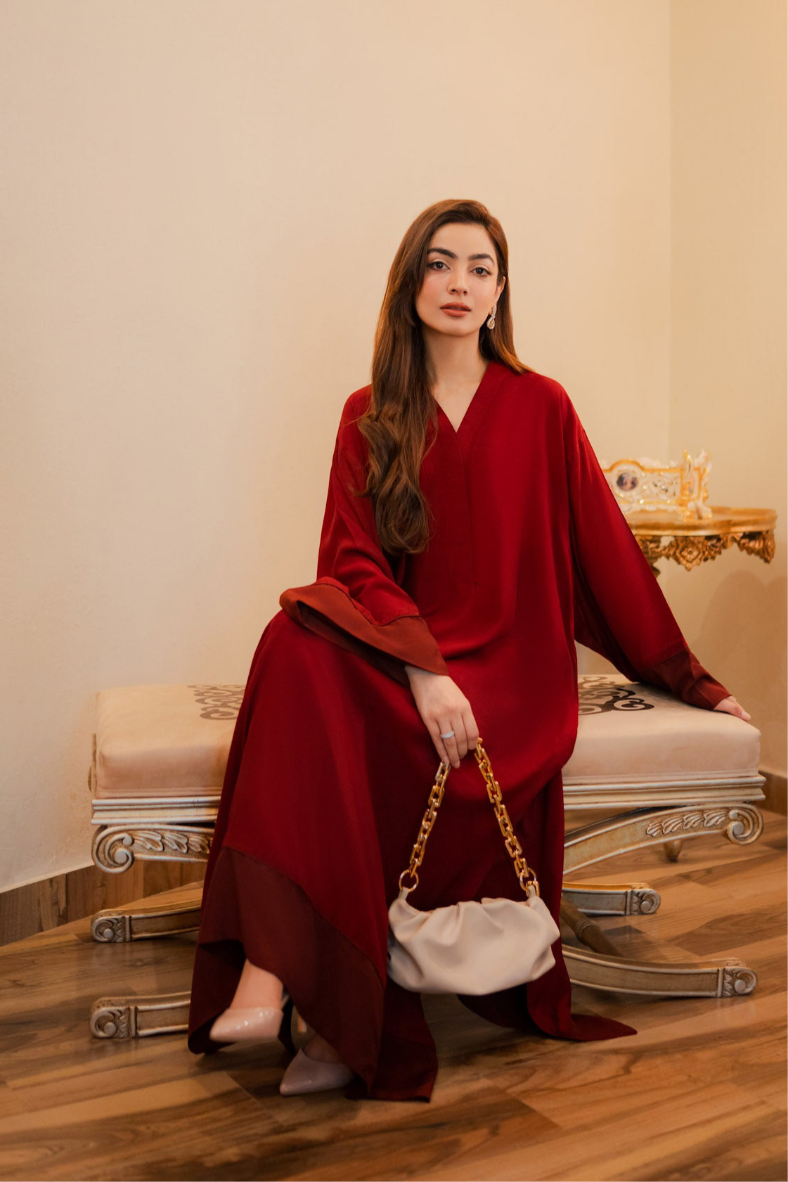 silk Kaftan in Red