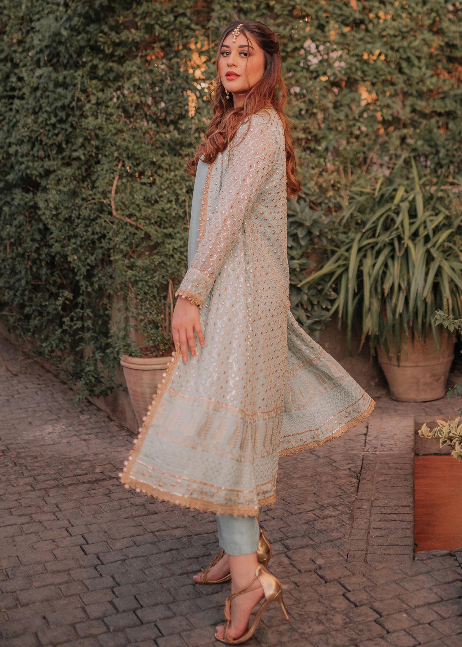 chiffon Gown in Ice blue