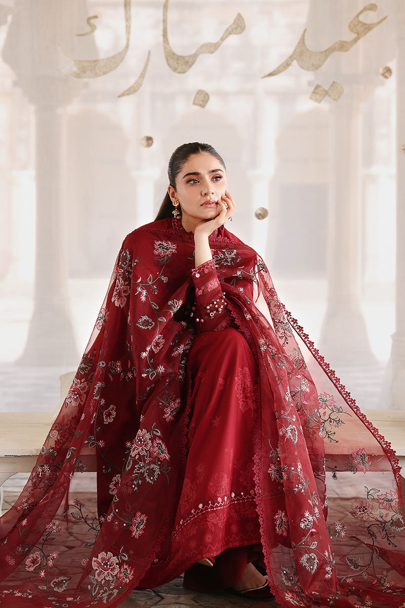 Festive – Rouge Flare - Embroidered Lawn