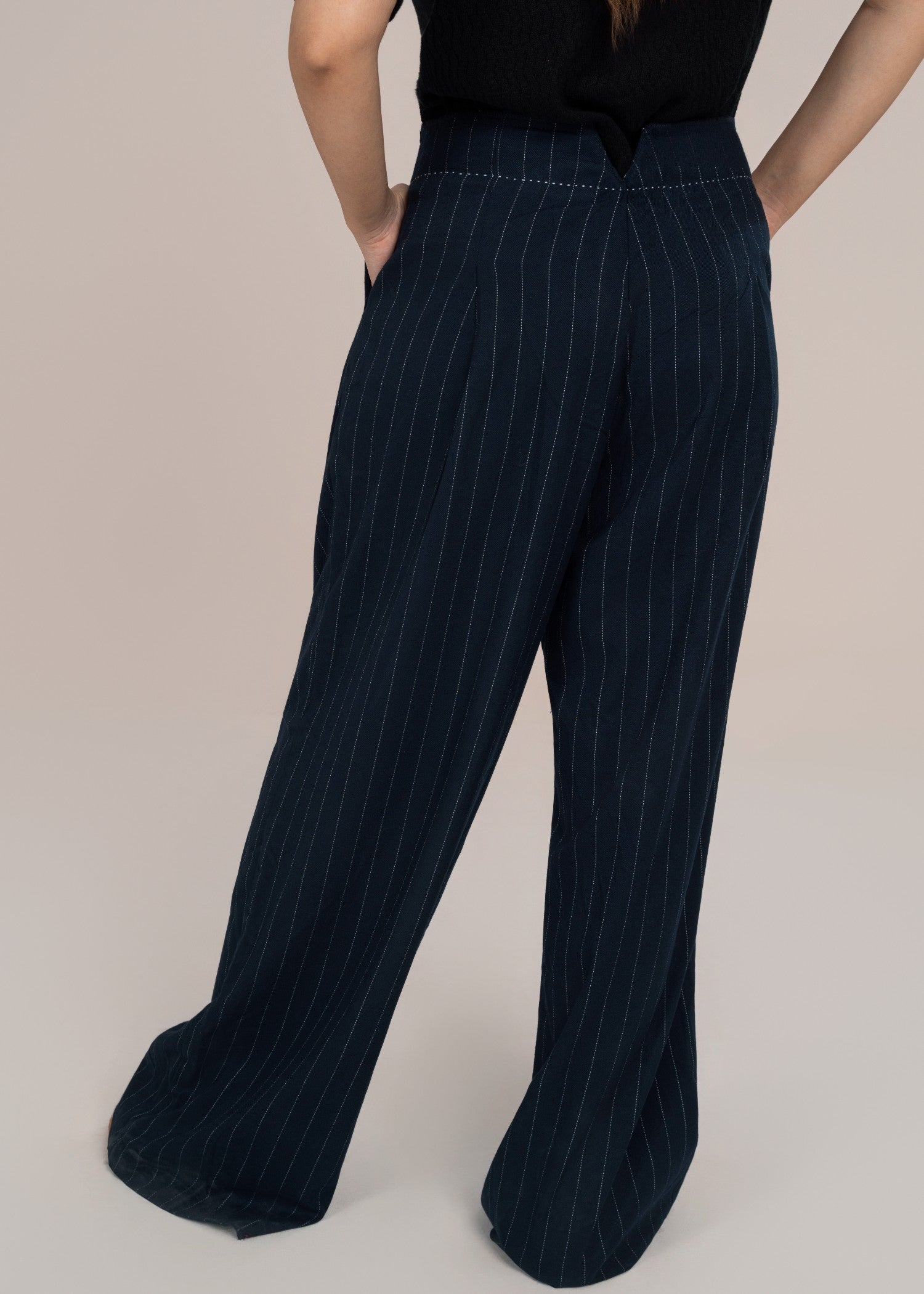 linen Trousers in Navy blue
