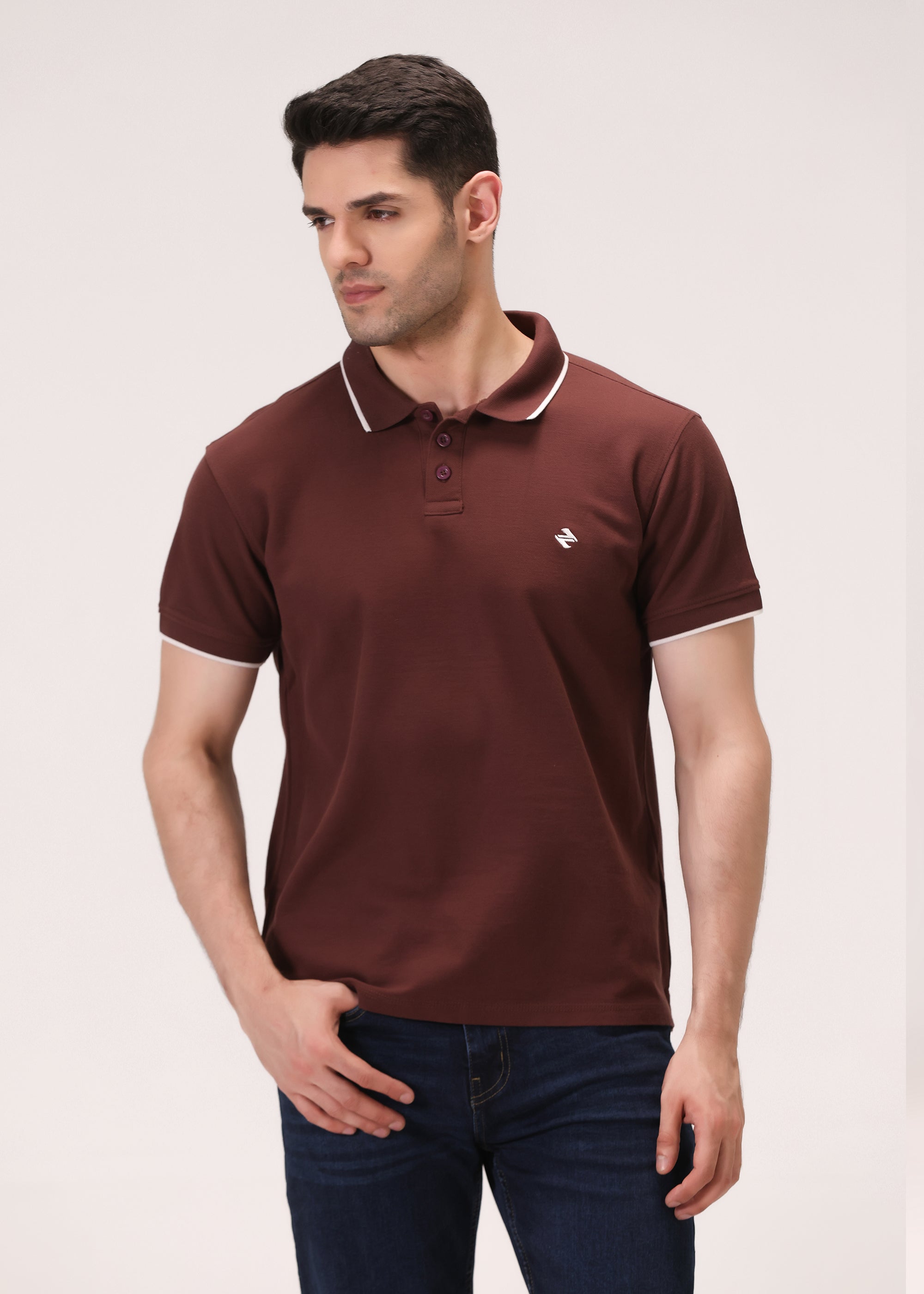 cambric cotton Polo Shirt in Brown