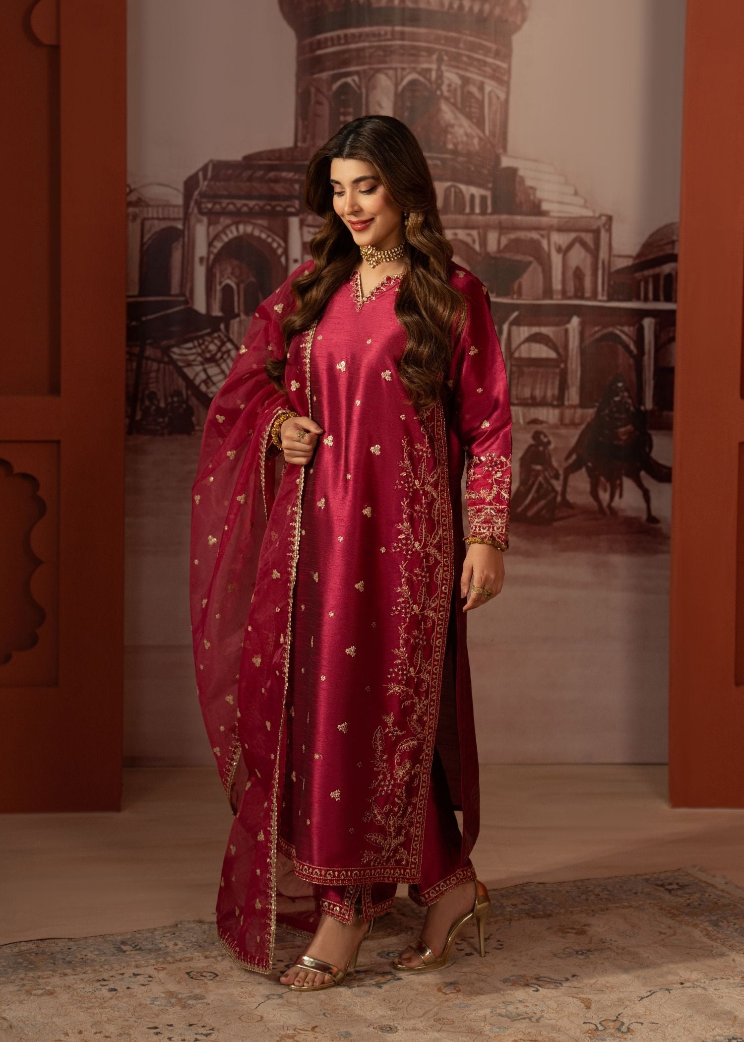 raw silk Kurta Set in Baby pink