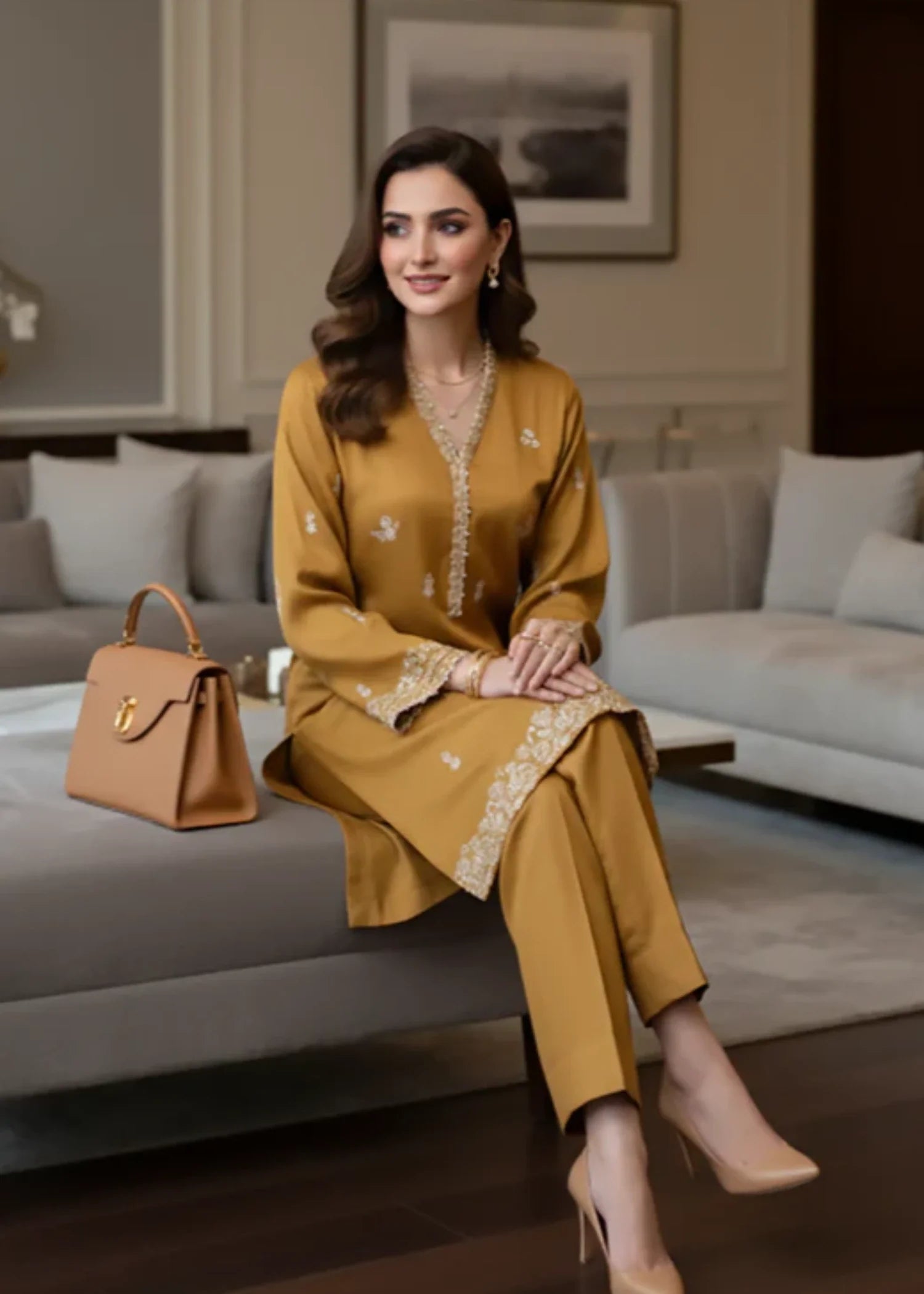 wool Unstitched in Mustard
