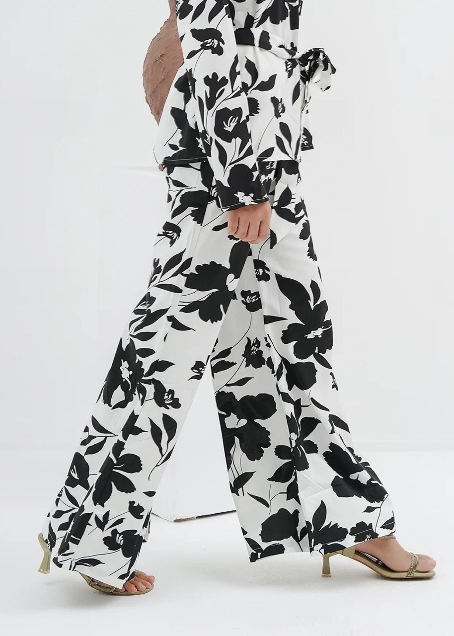 blended satin polyester Co Ord Sets in White