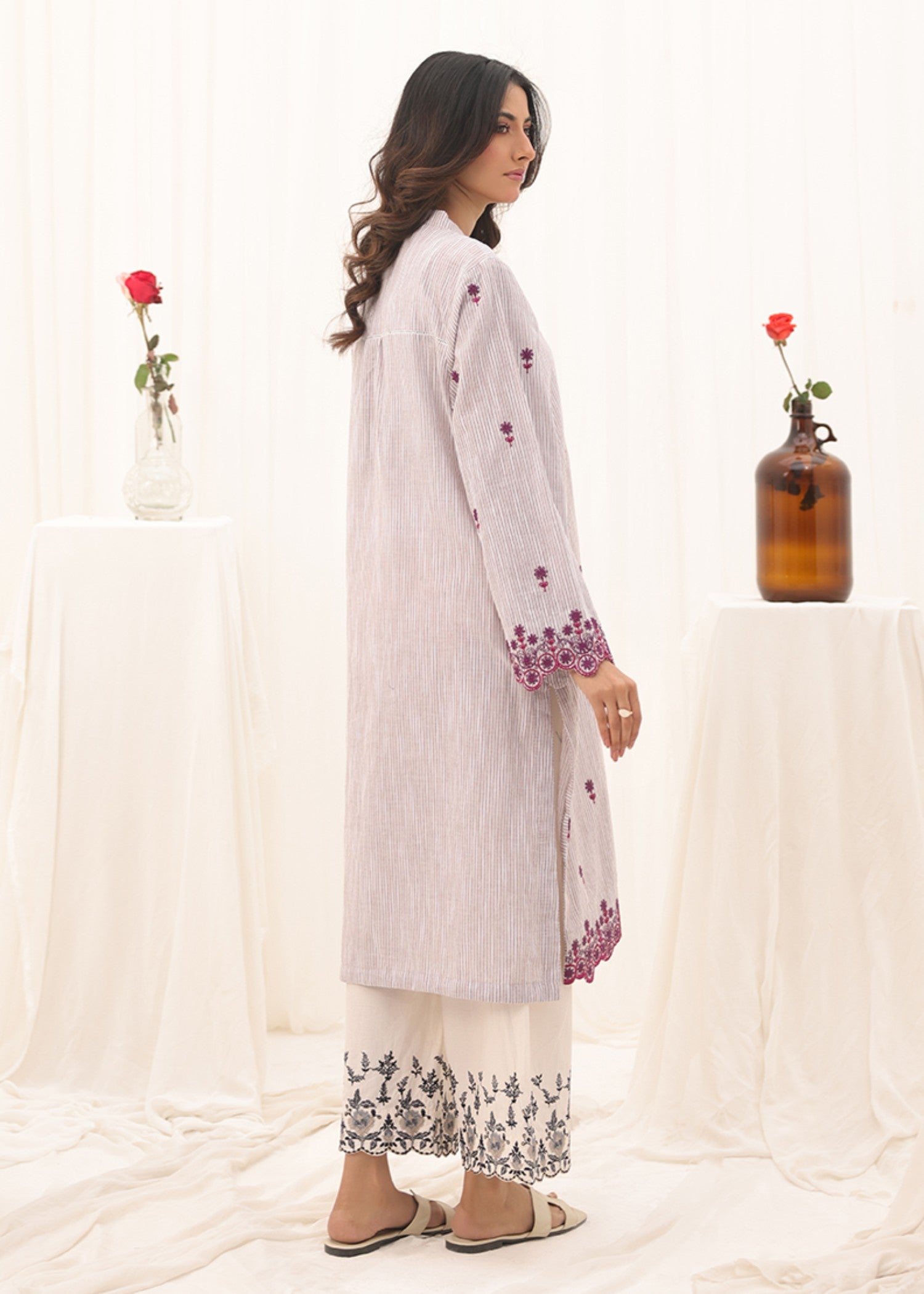 yarn dyed Kurti in Beige