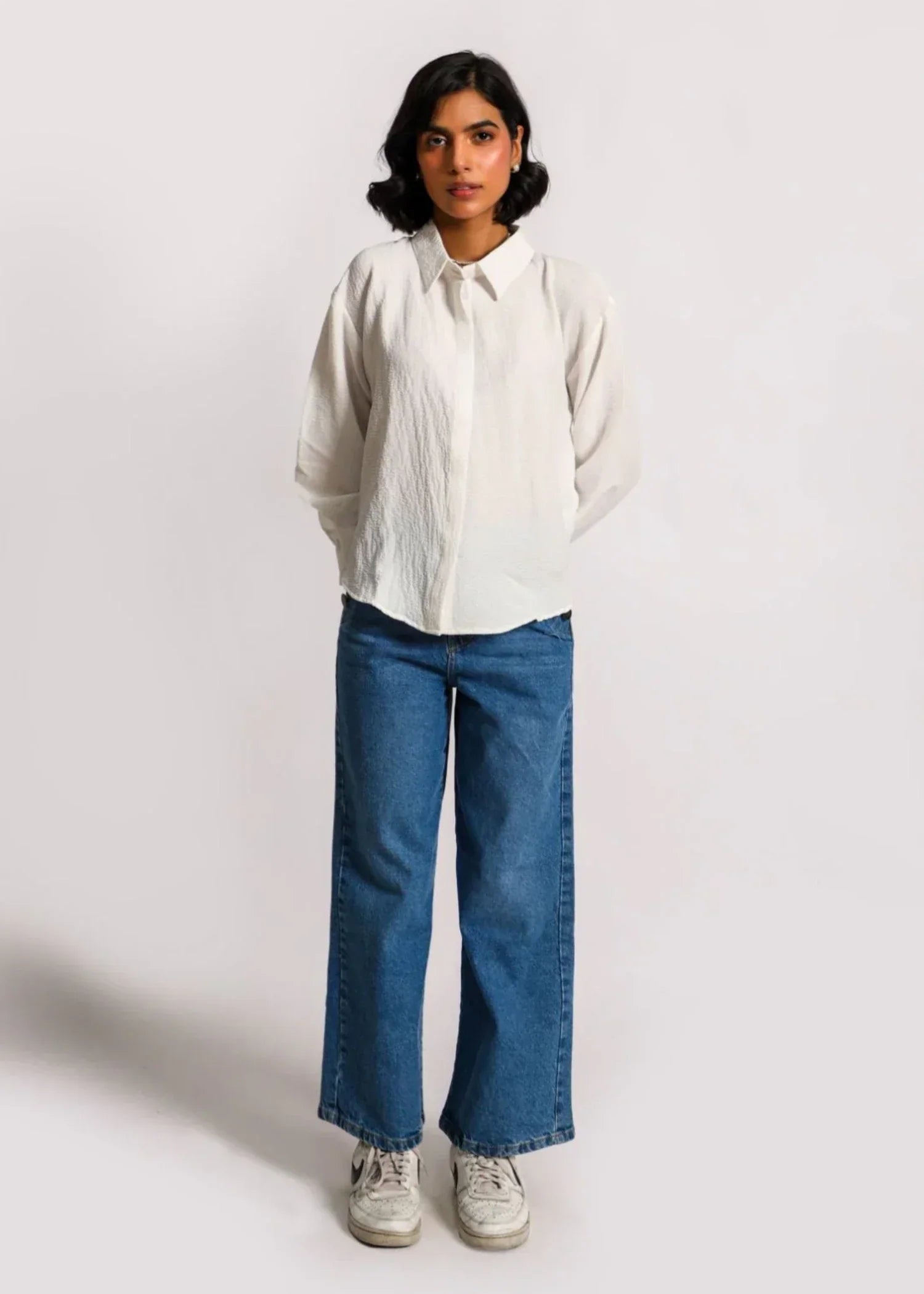 seersucker Top in White