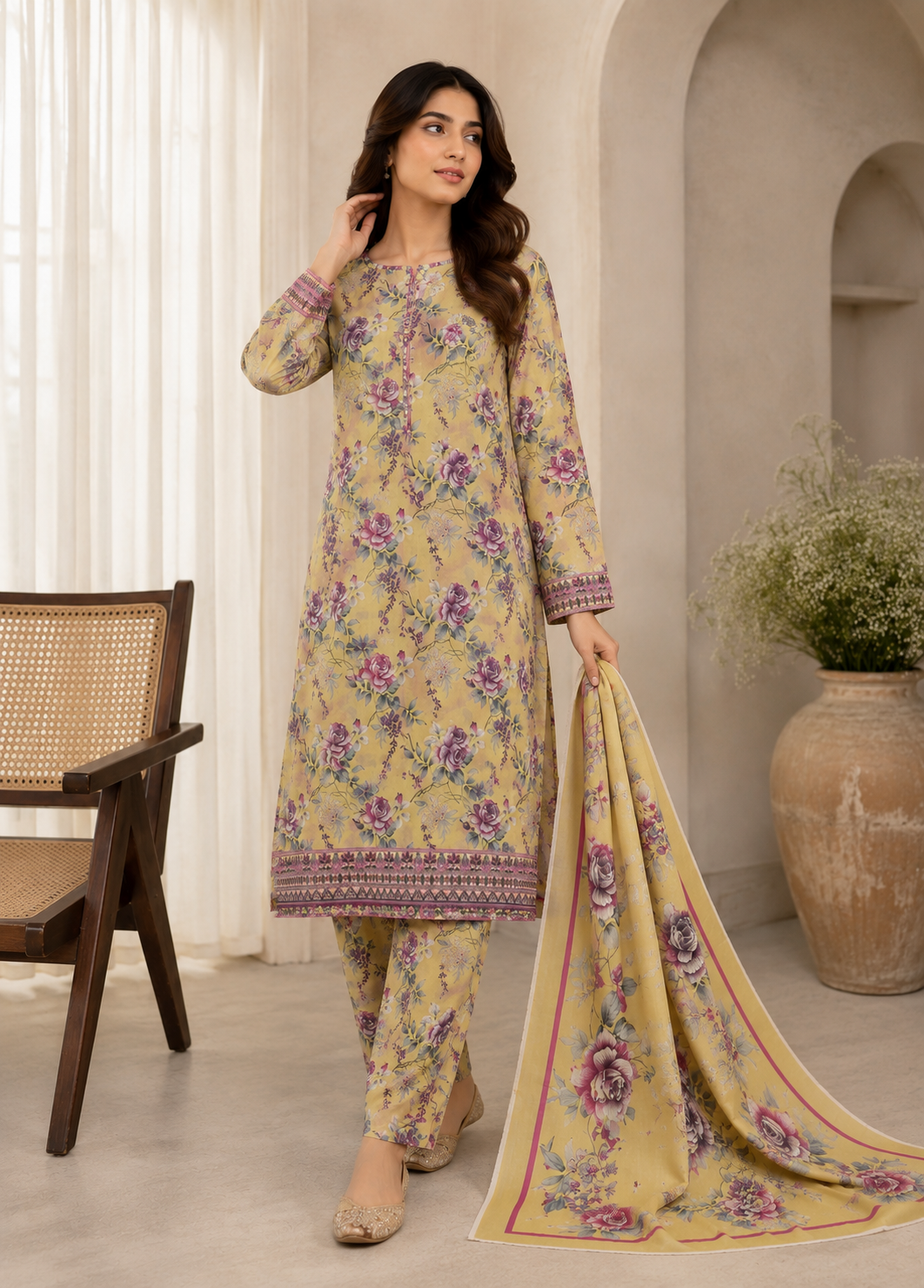 cotton Unstitched in Pale yellow