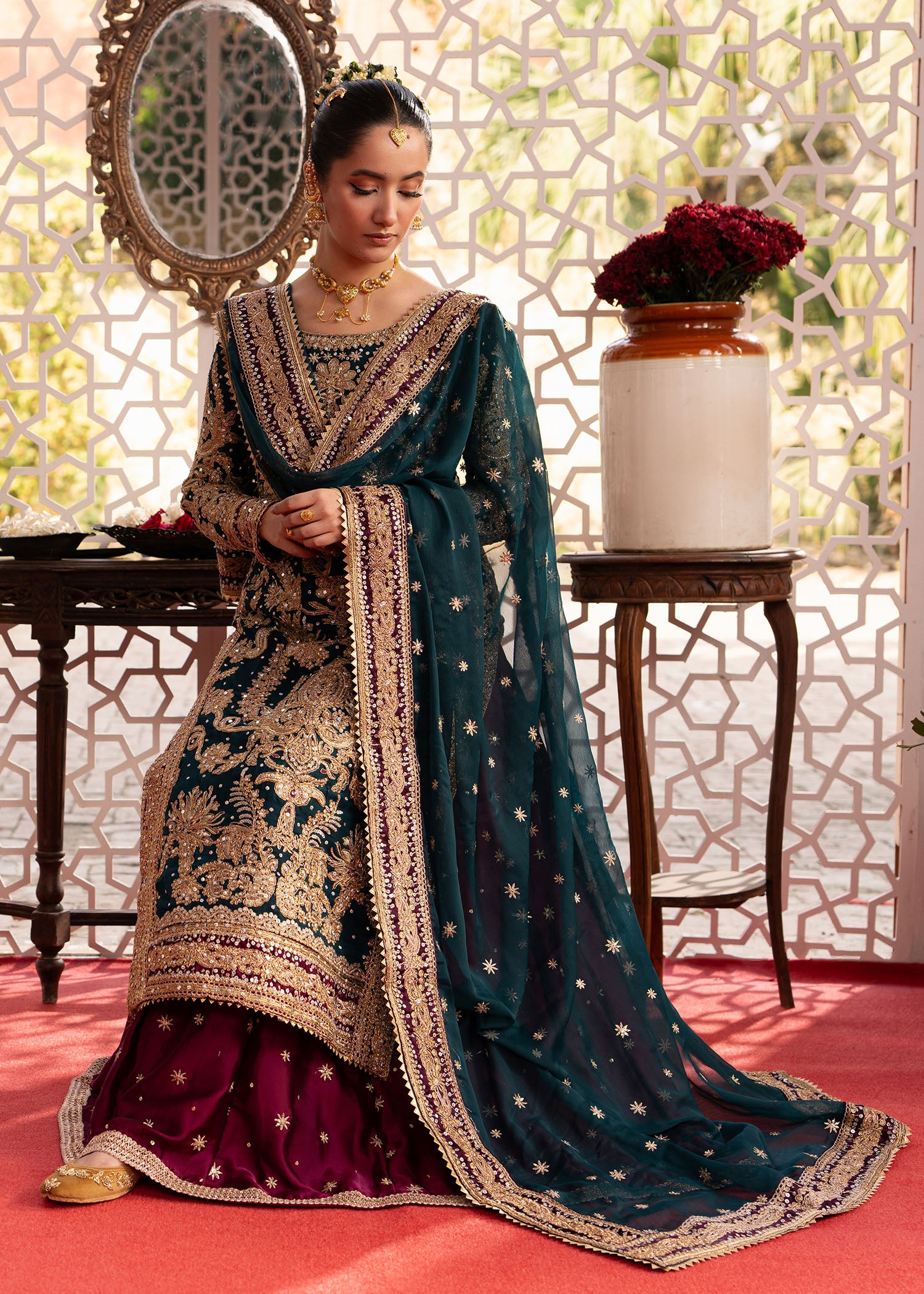 charmuse/shamooz Lehenga in Bottle green