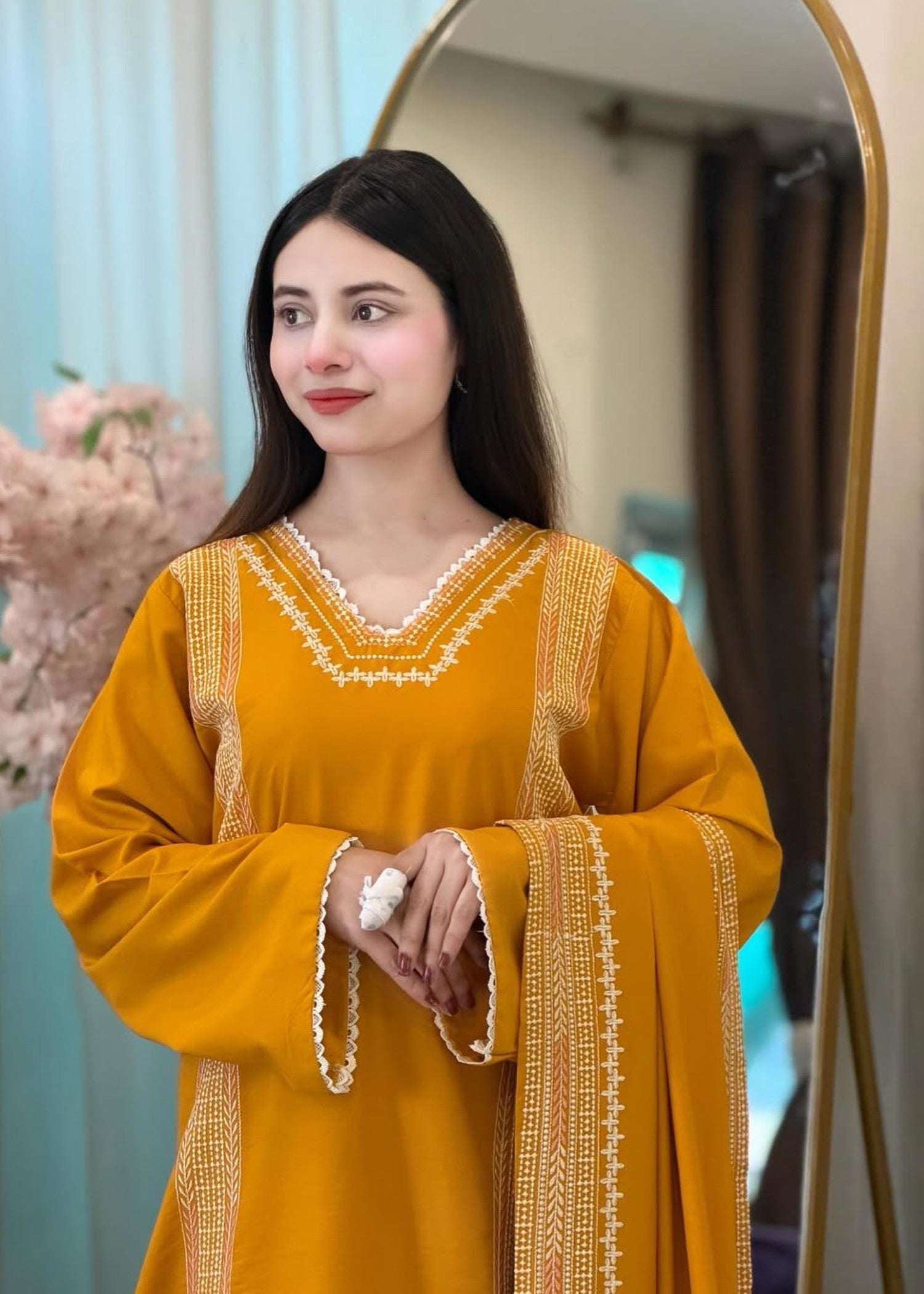 linen Kurta Set in Sunflower