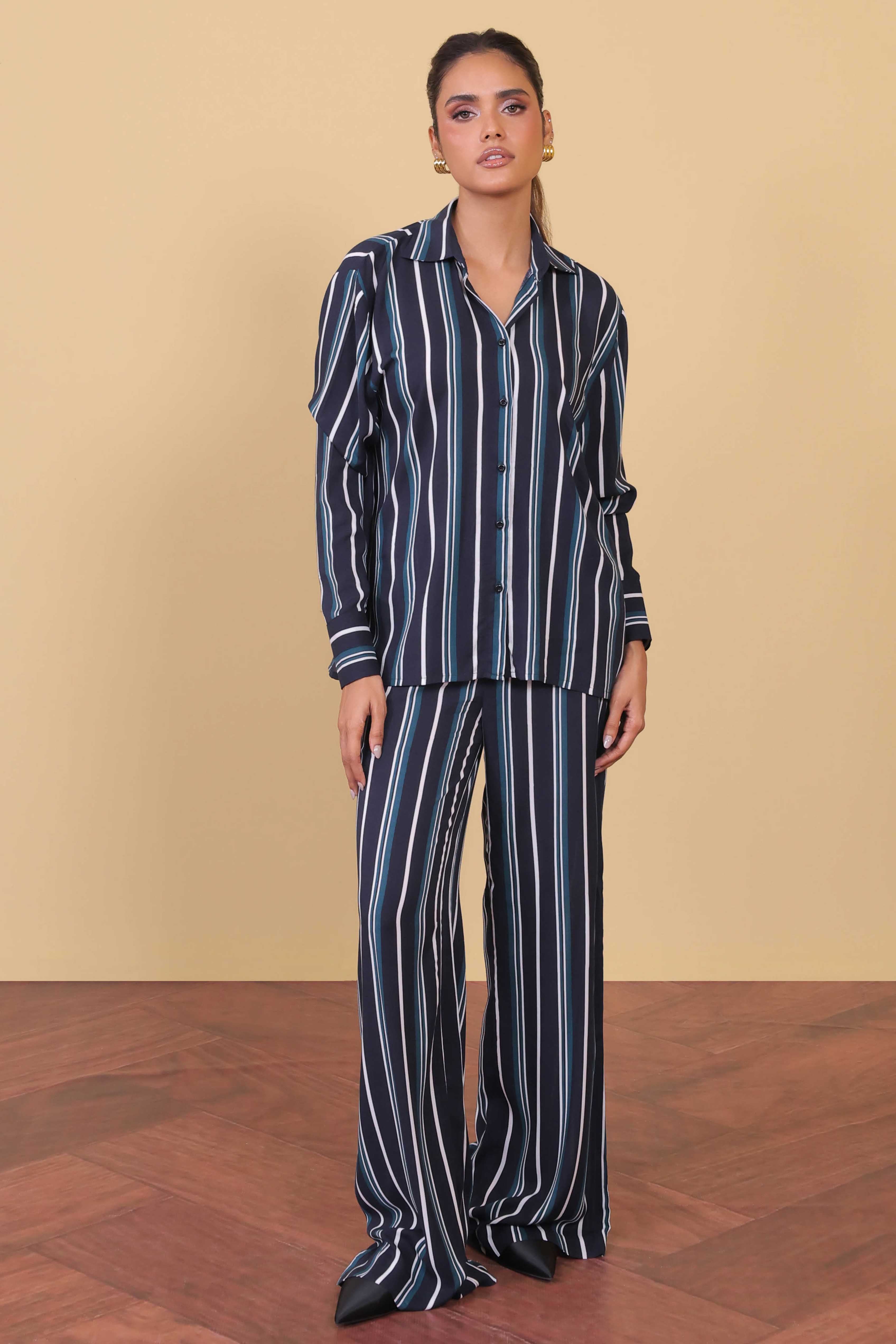 polyester nylon Co Ord Sets in Navy blue