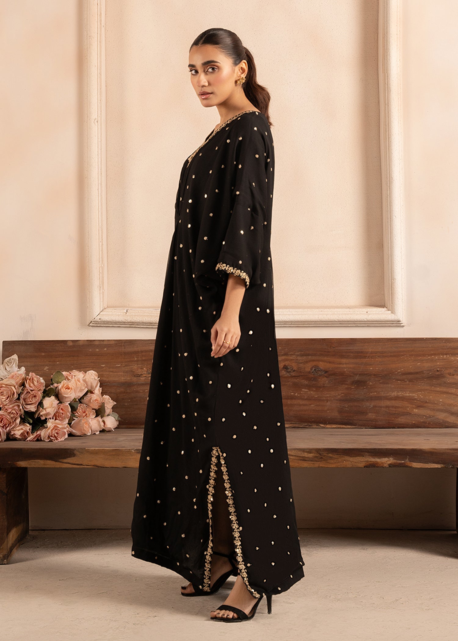 chiffon Kaftan in Black