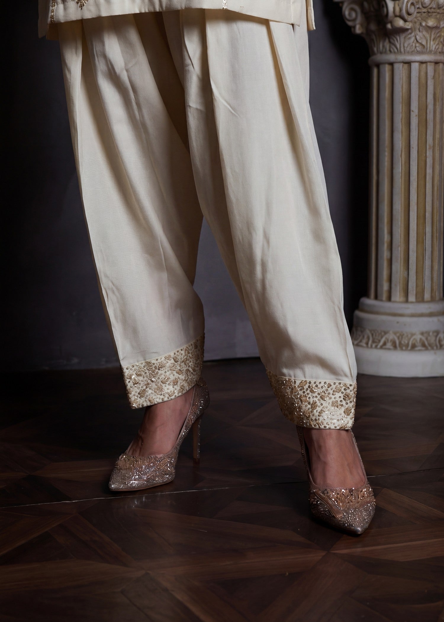 dhanak Kurta Set in Ivory