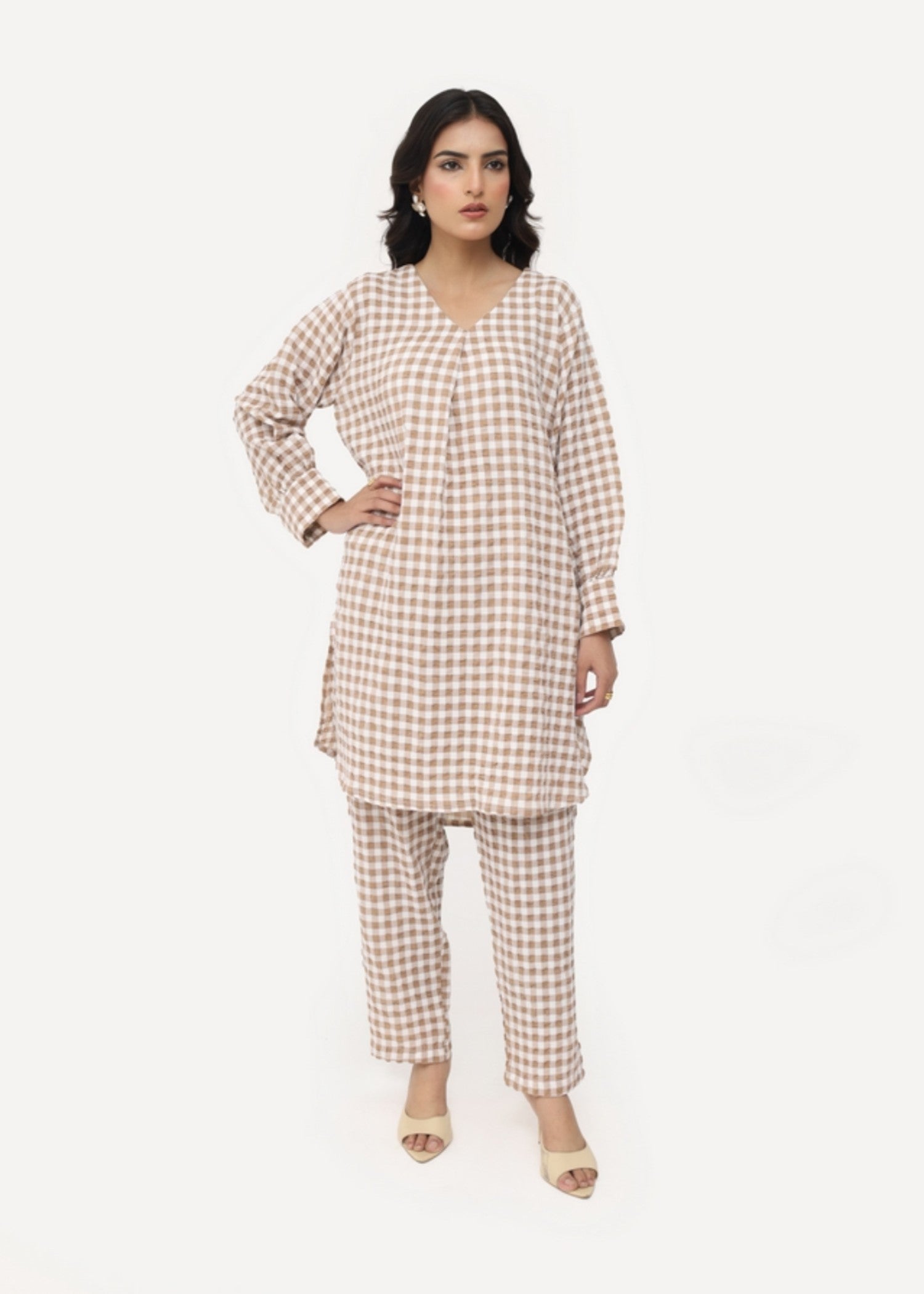 polycotton Co Ord Sets in Camel brown