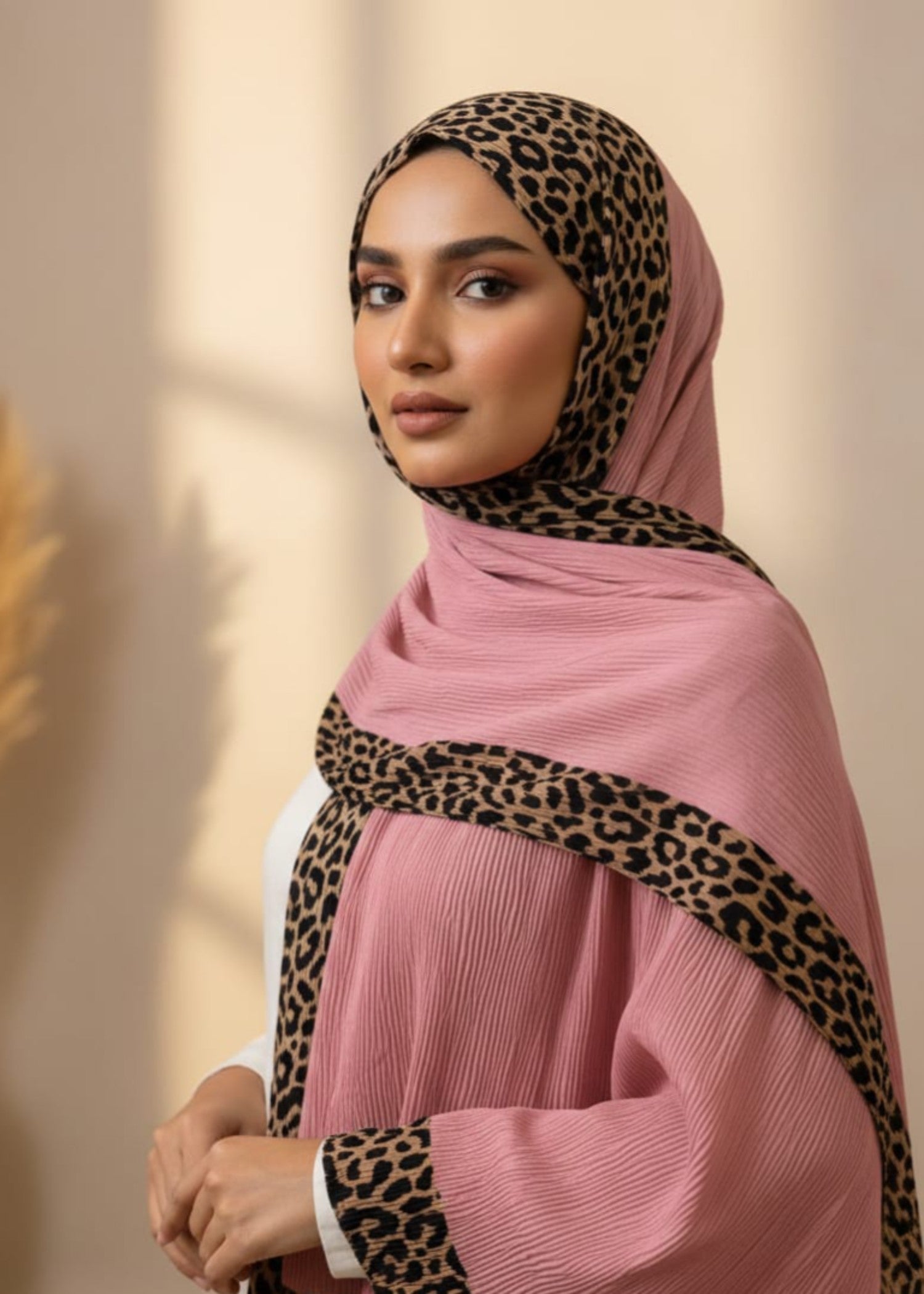 ribbed lawn Hijab in Rose pink