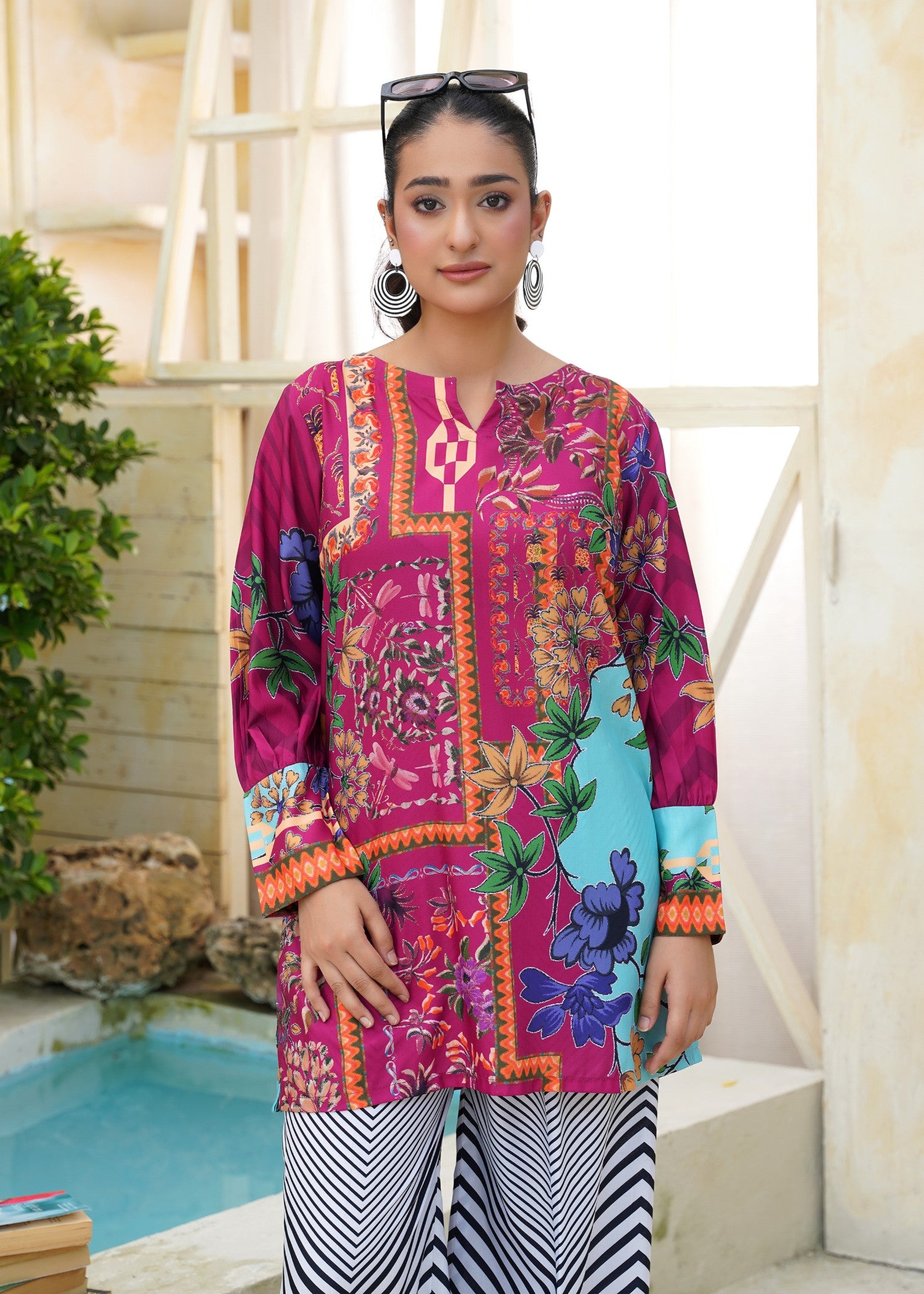 slub cambric Co Ord Sets in Claret, black