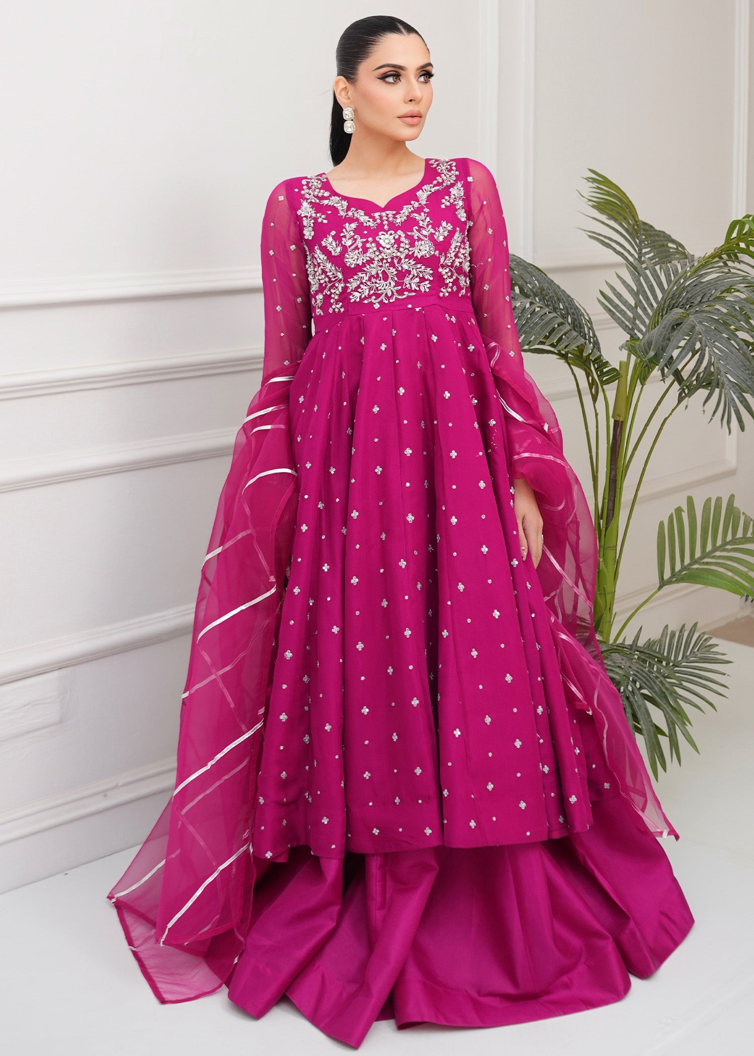 chiffon Lehenga in Bubblegum pink