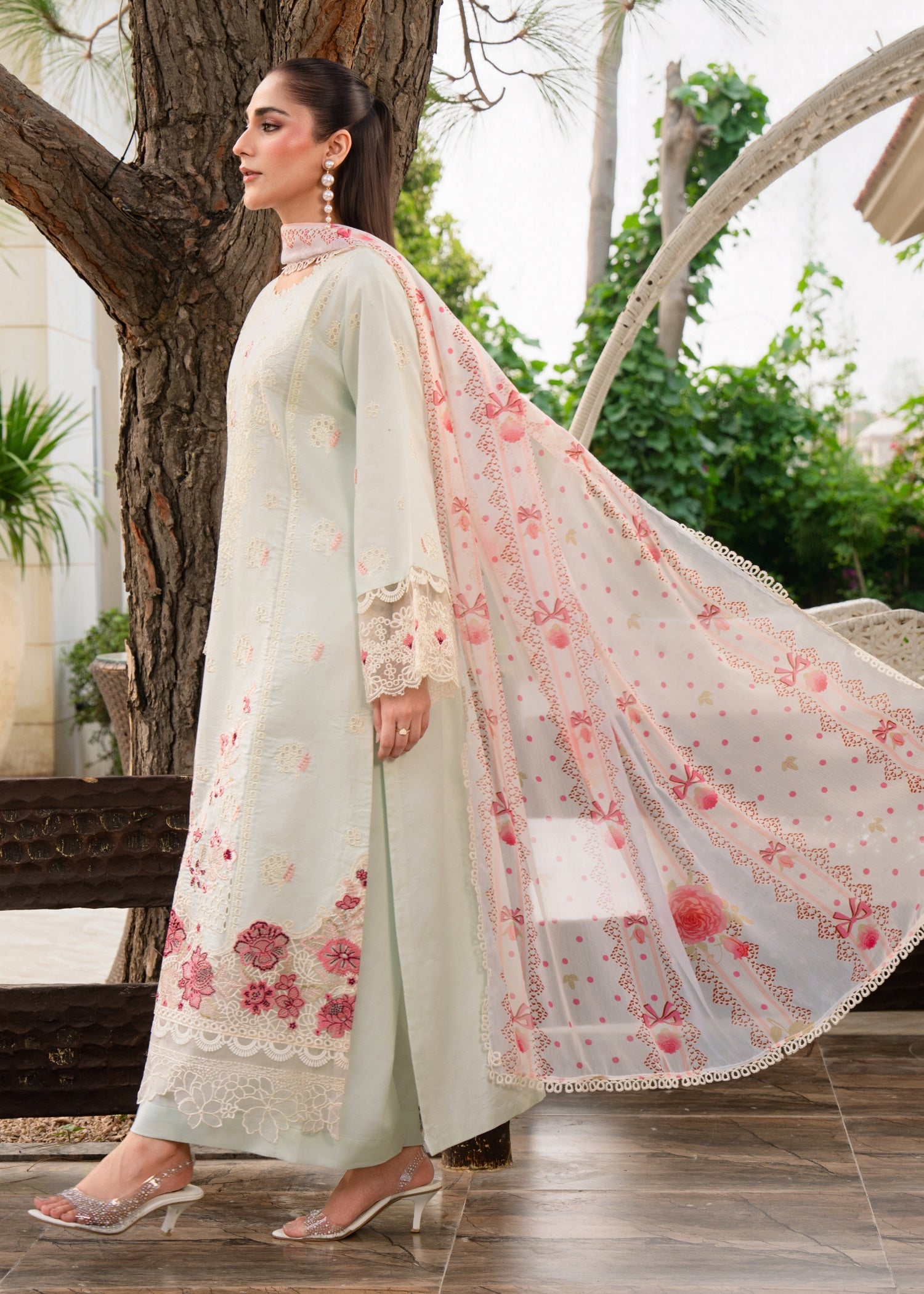 lawn Kurta Set in Mint green
