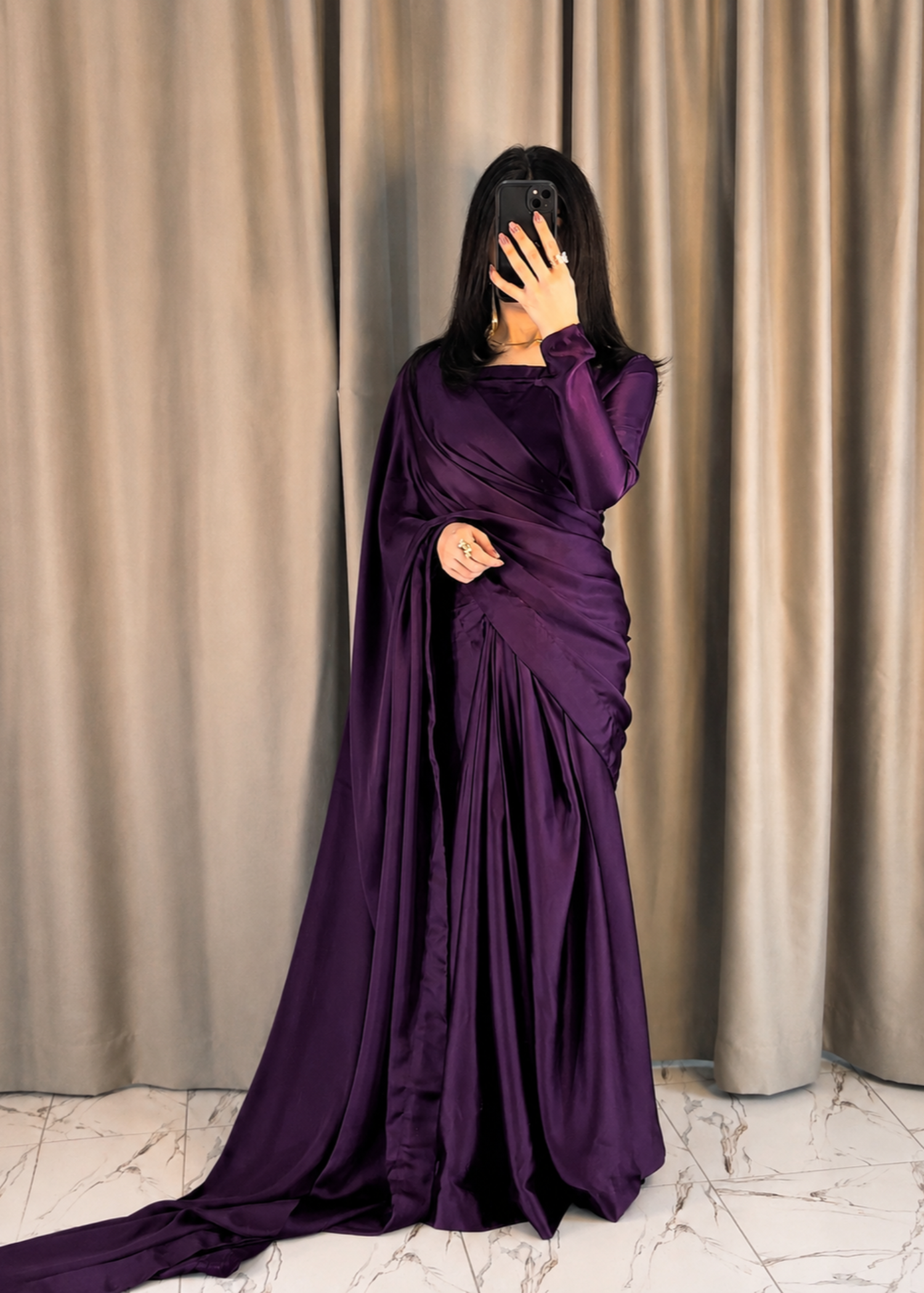 silk Saree in Plum purple