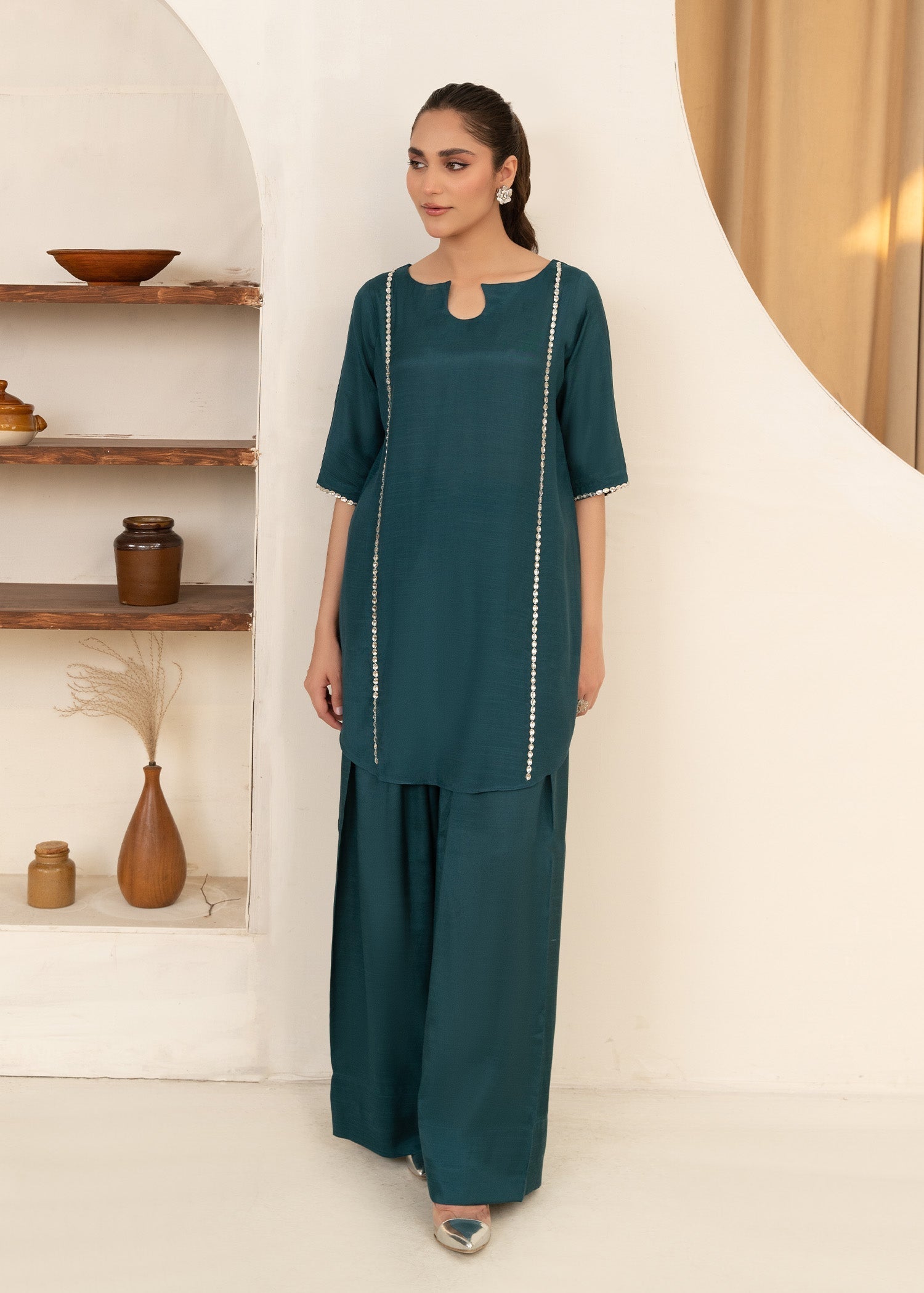 thai silk Kurta Set in Teal