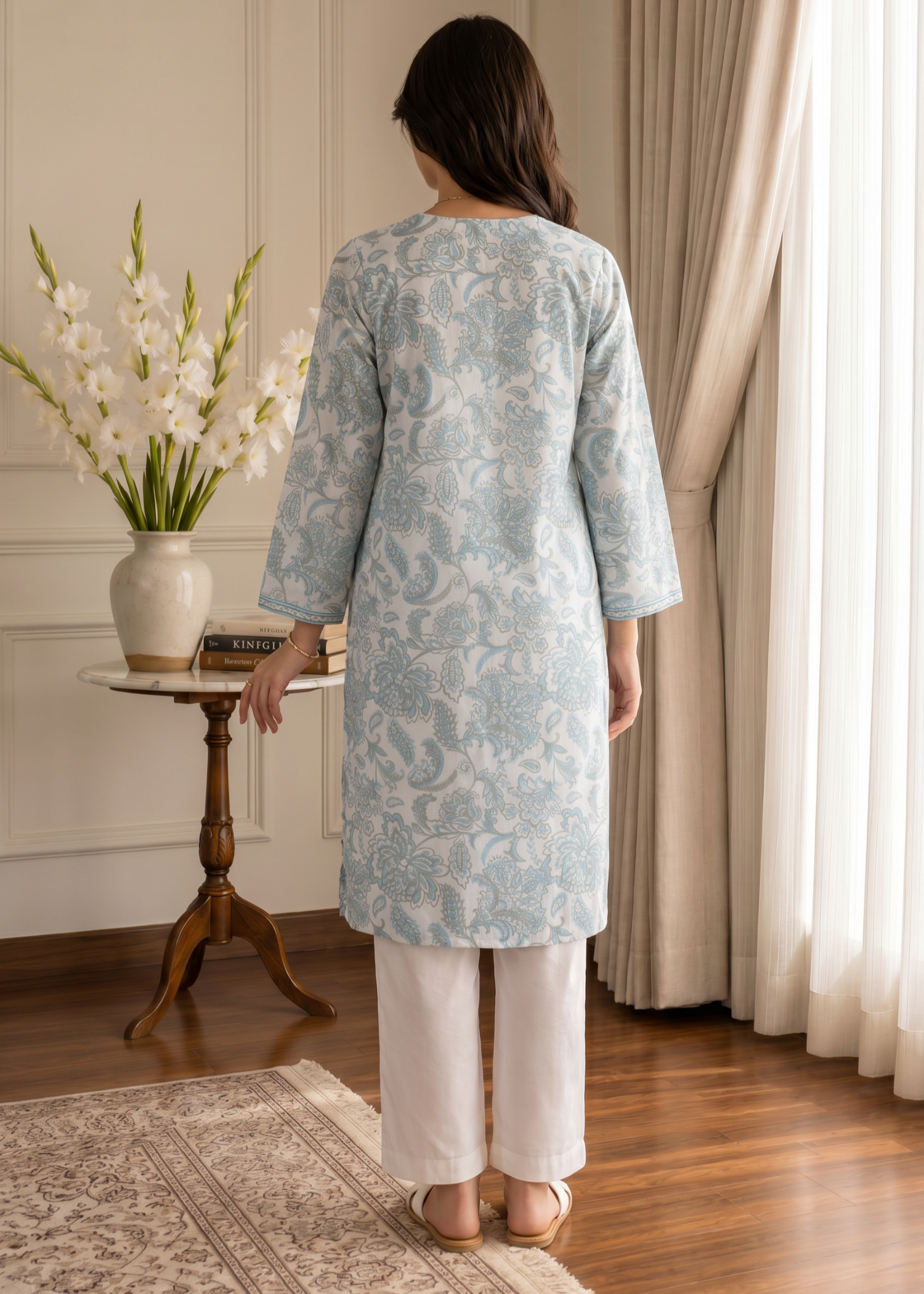 lawn Kurti in White