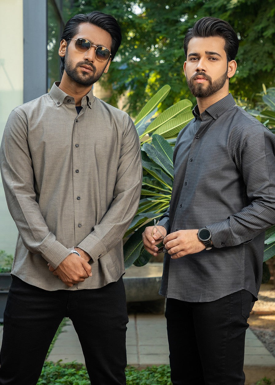 cotton Casual Shirt in Grey