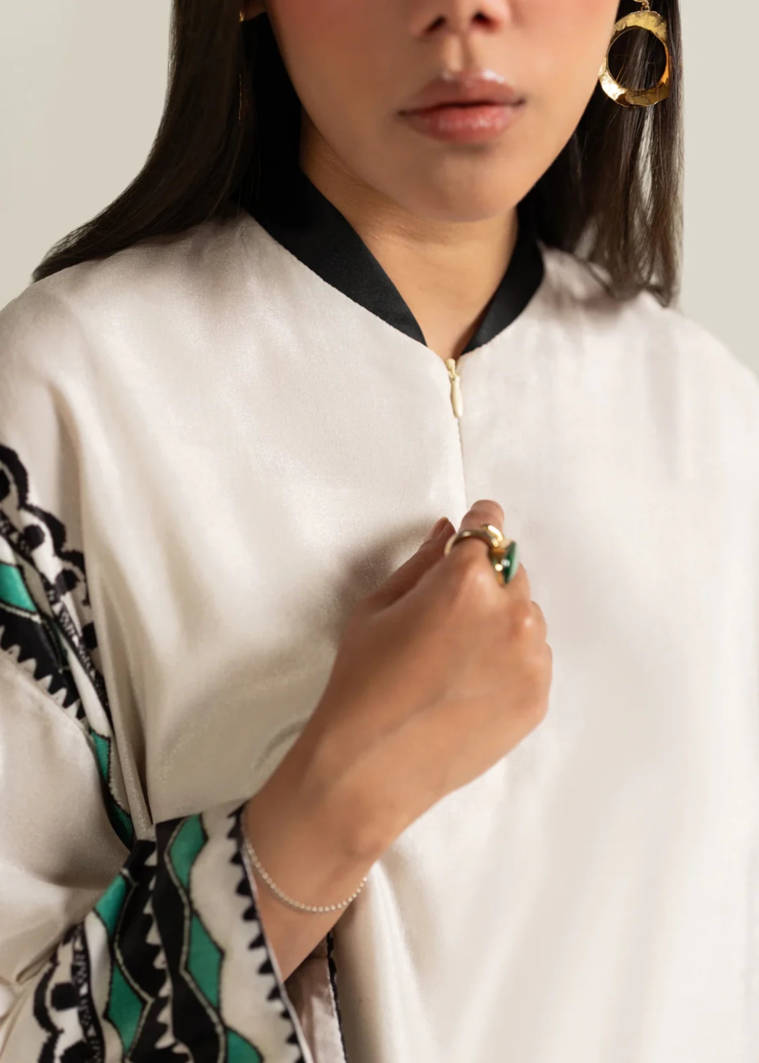 velvet Kurti in Off-white