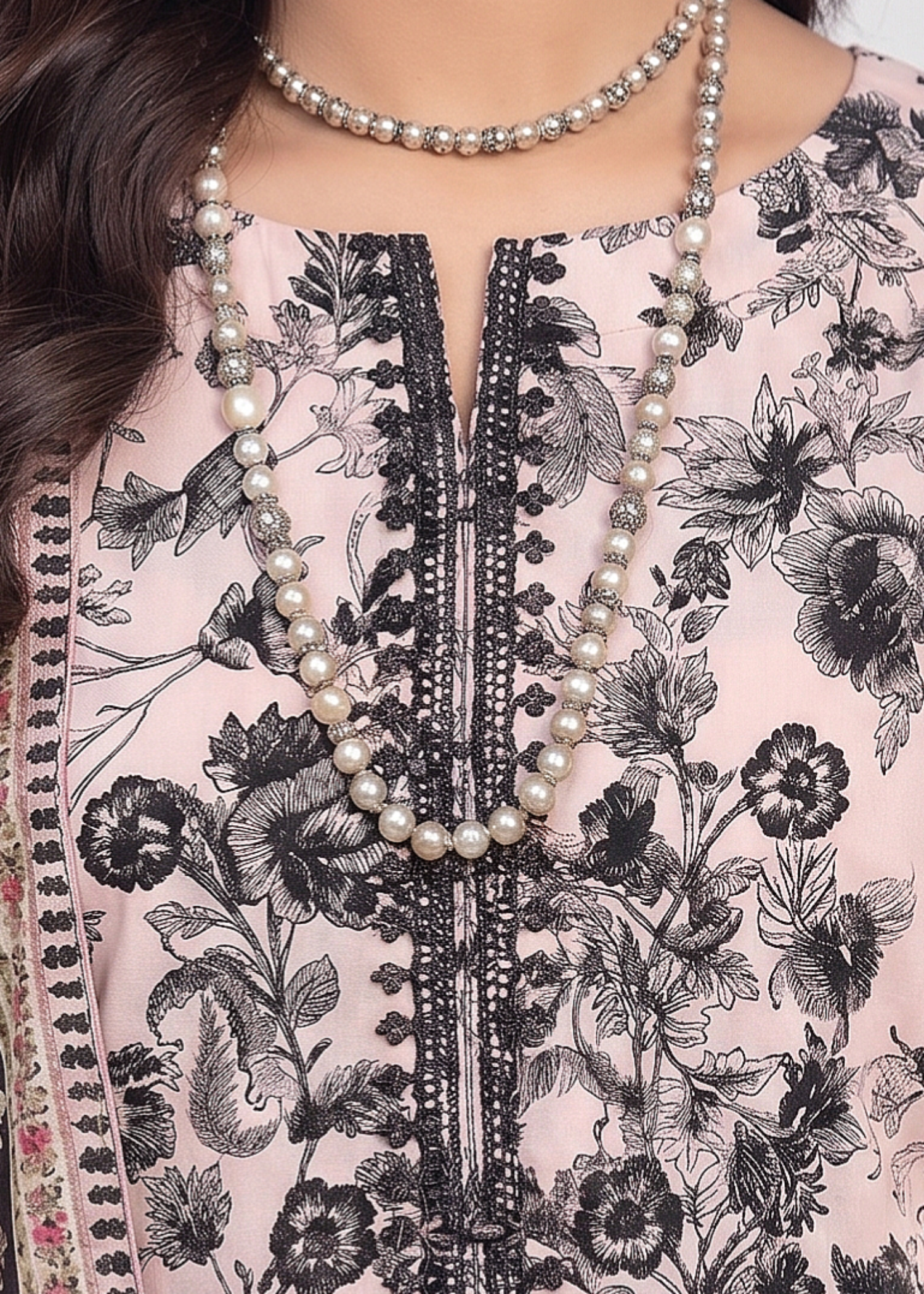 lawn Kurta Set in Blush pink