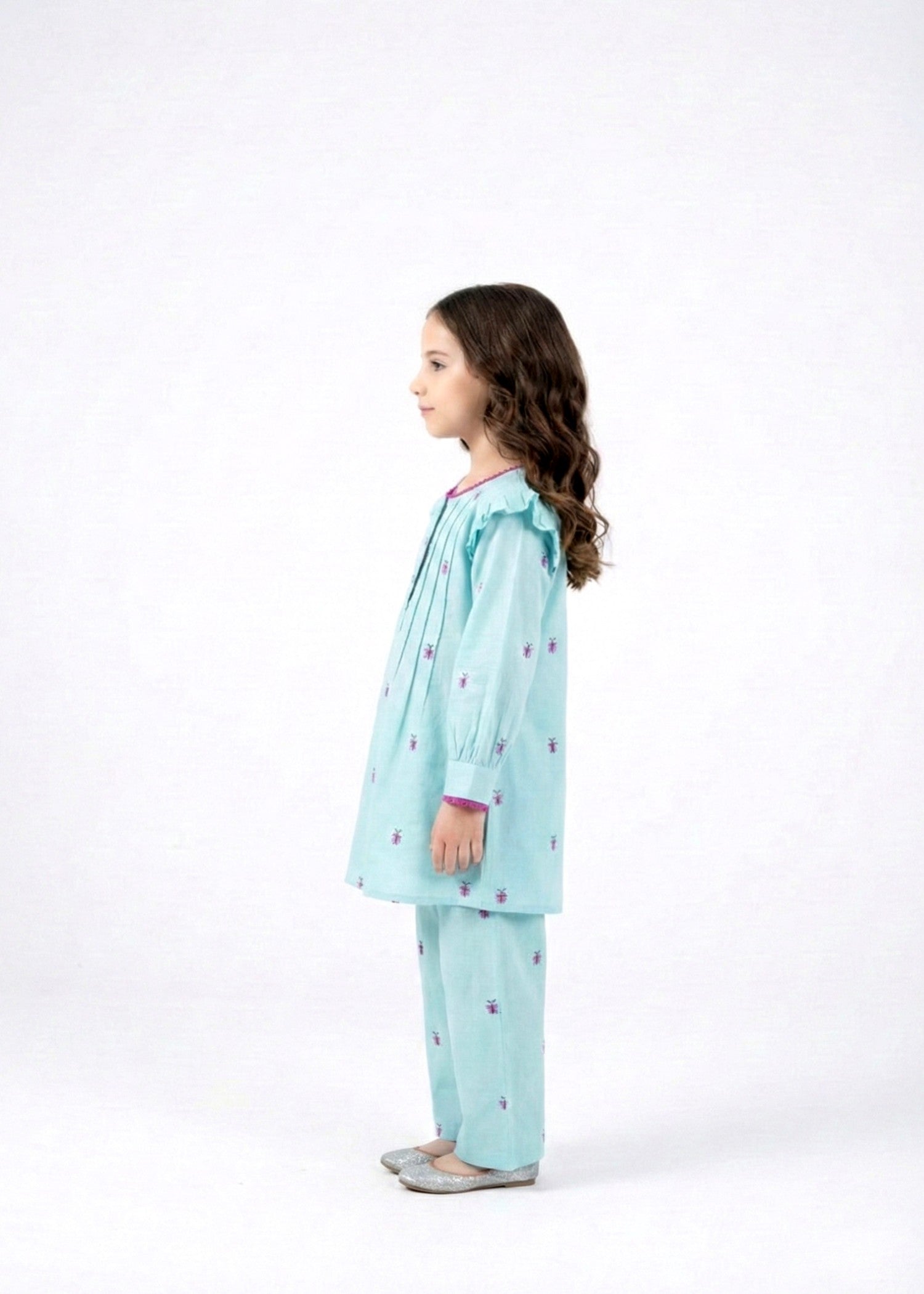 cotton Short Frock in Light blue