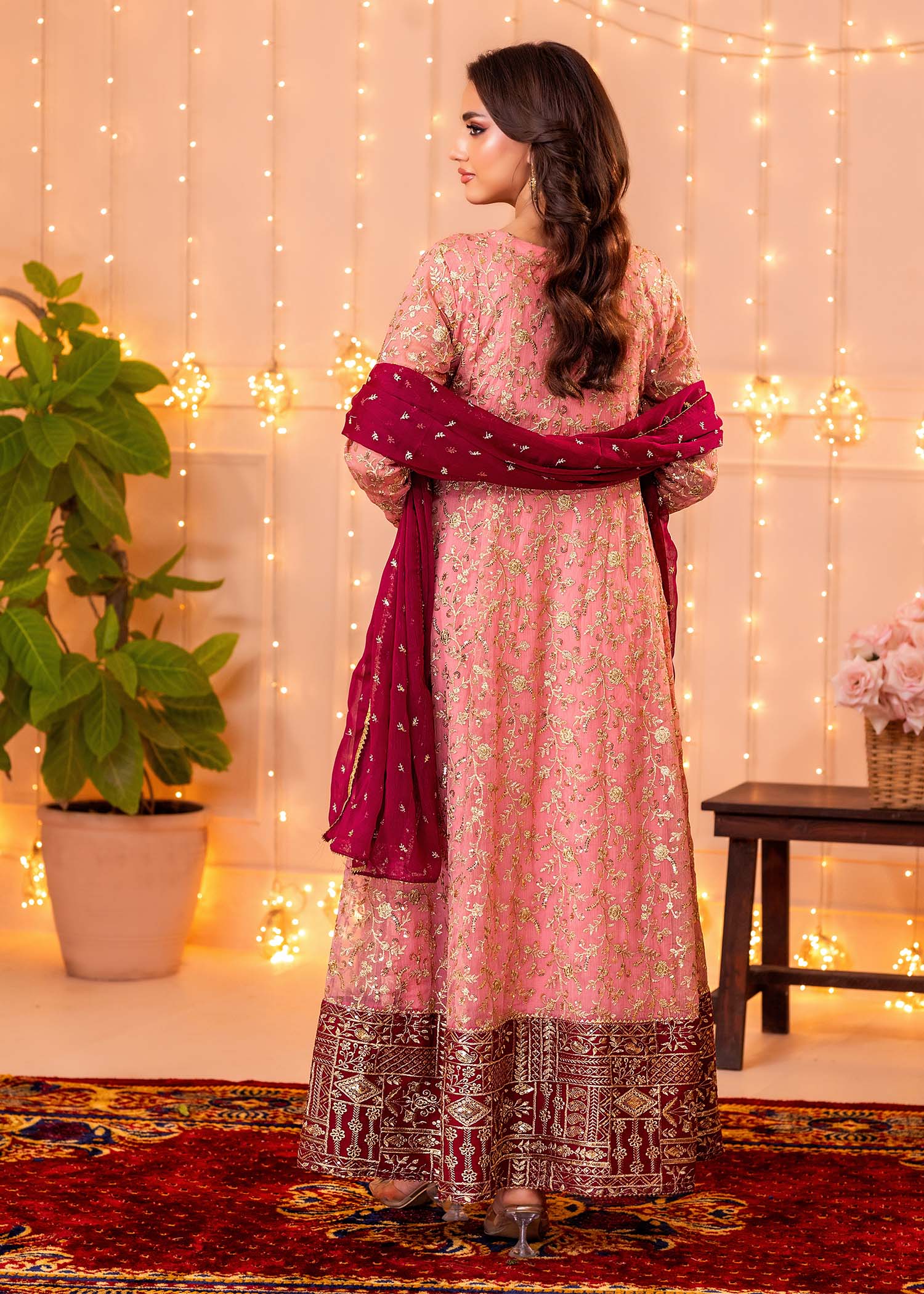 chiffon Anarkali in Pink