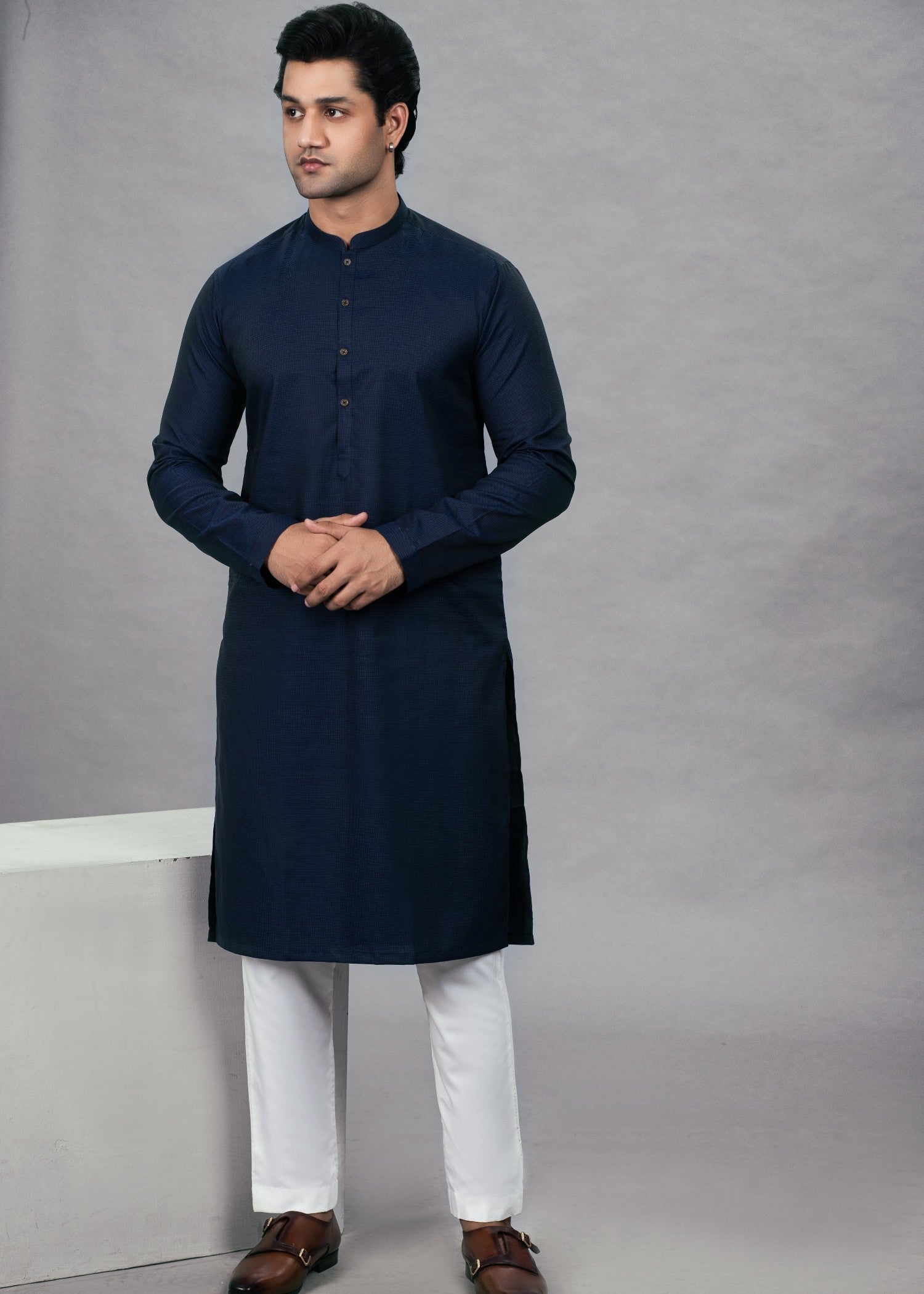cotton Kurta in Navy blue