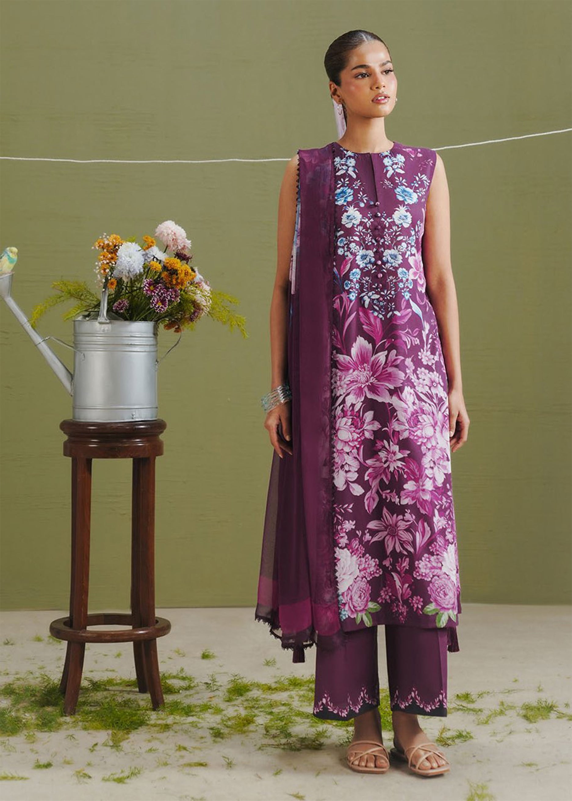 lawn Unstitched in Mulberry